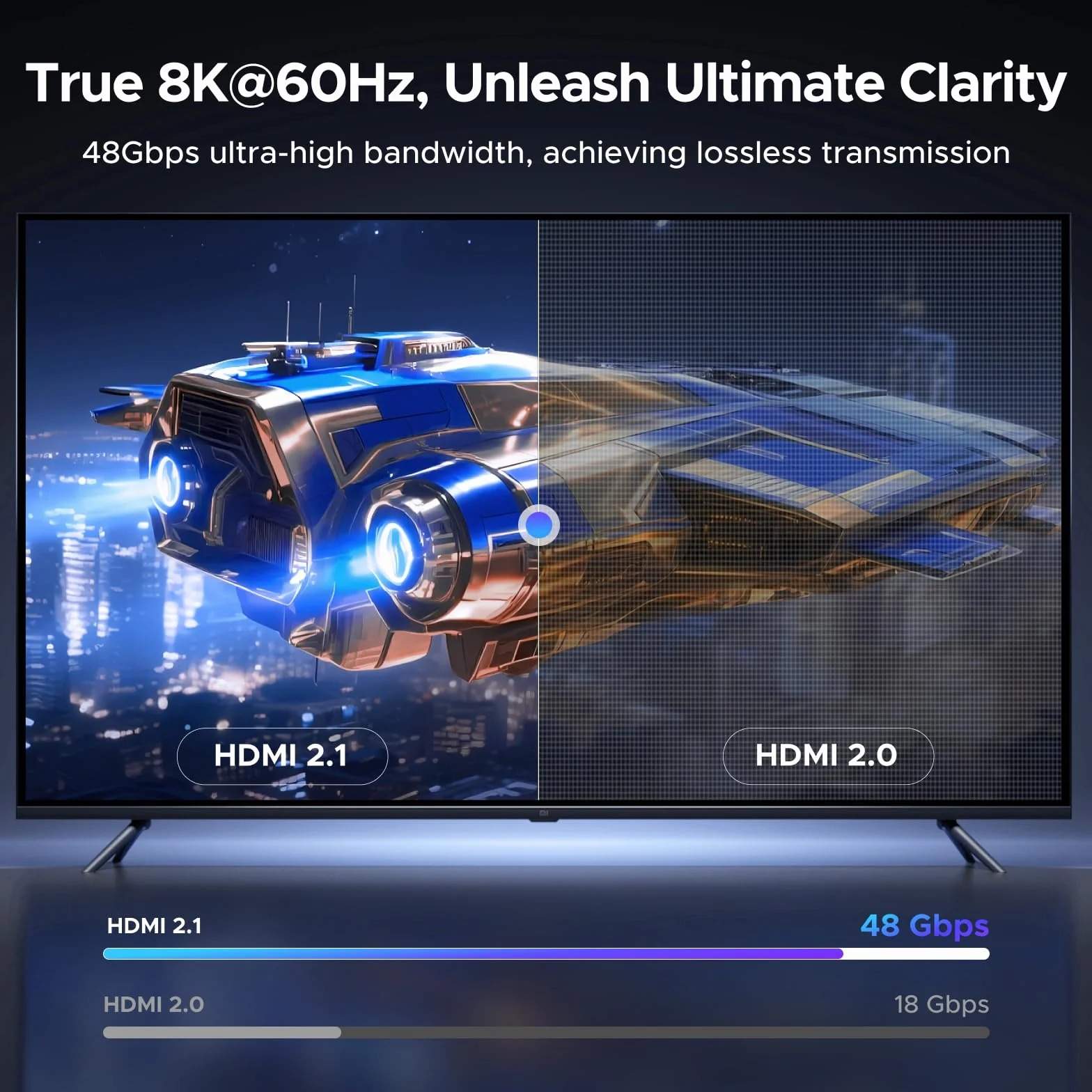 Kabel HDMI 2.1 UGREEN 8K@60Hz, 4K, 2K, 1080P@240Hz, kąt 90 stopni, 48 Gb/s, High Speed, Ultra HD, Dolby Vision, HDR, VRR, eARC, HDCP 2.3. Kompatybilny z komputerem PC, laptopem, monitorem, PS5 (3m)
