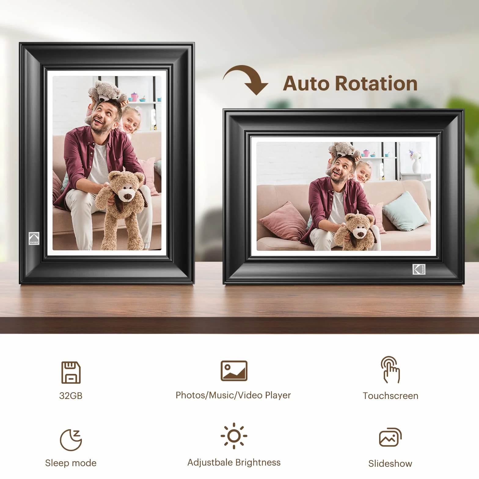 Cyfrowa ramka na zdjęcia WiFi, HD 1920 x 1200 KODAK Touch, elektroniczna ramka na zdjęcia 10,1", inteligentna elektroniczna ramka na zdjęcia z pamięcią 32 GB