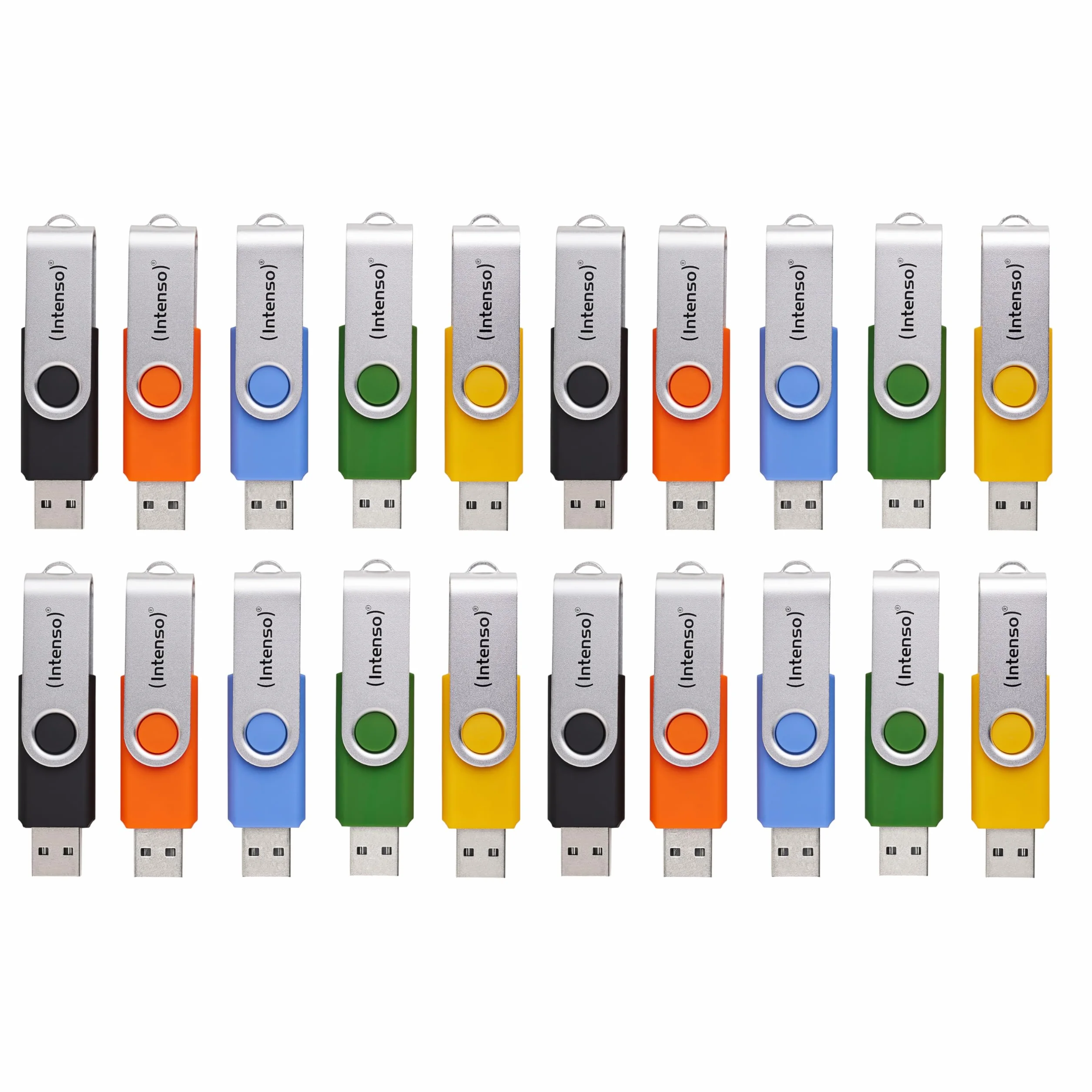 Intenso Basic Line USB 2.0 Stick Set – 20 x 4 GB High Speed pamięci masowej, wielokolorowe, z etykietami do opisywania