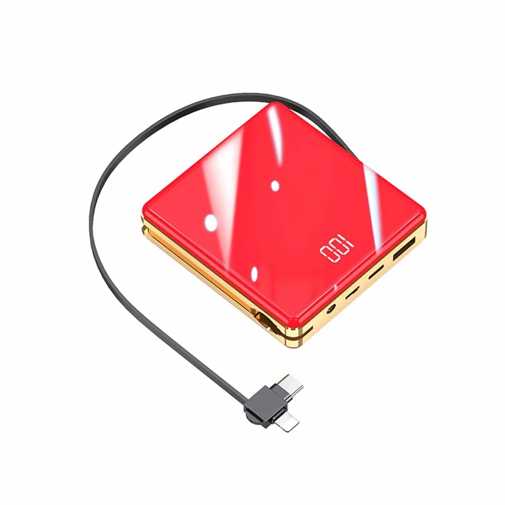 Powerbank Trzy w jednym Powerbank z własnym kablem 20000mAh szybkie ładowanie przenośny zasilacz (kolor: czerwony, rozmiar: 8000mAh)