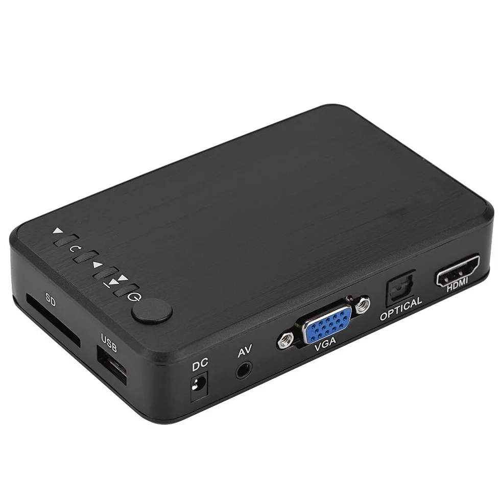 Odtwarzacz multimedialny, odtwarzacz multimedialny audio i wideo 1080P HD HDMI Obsługuje USB, kartę SD, dysk twardy z pilotem na podczerwień, 110 V-240 V. (UE)