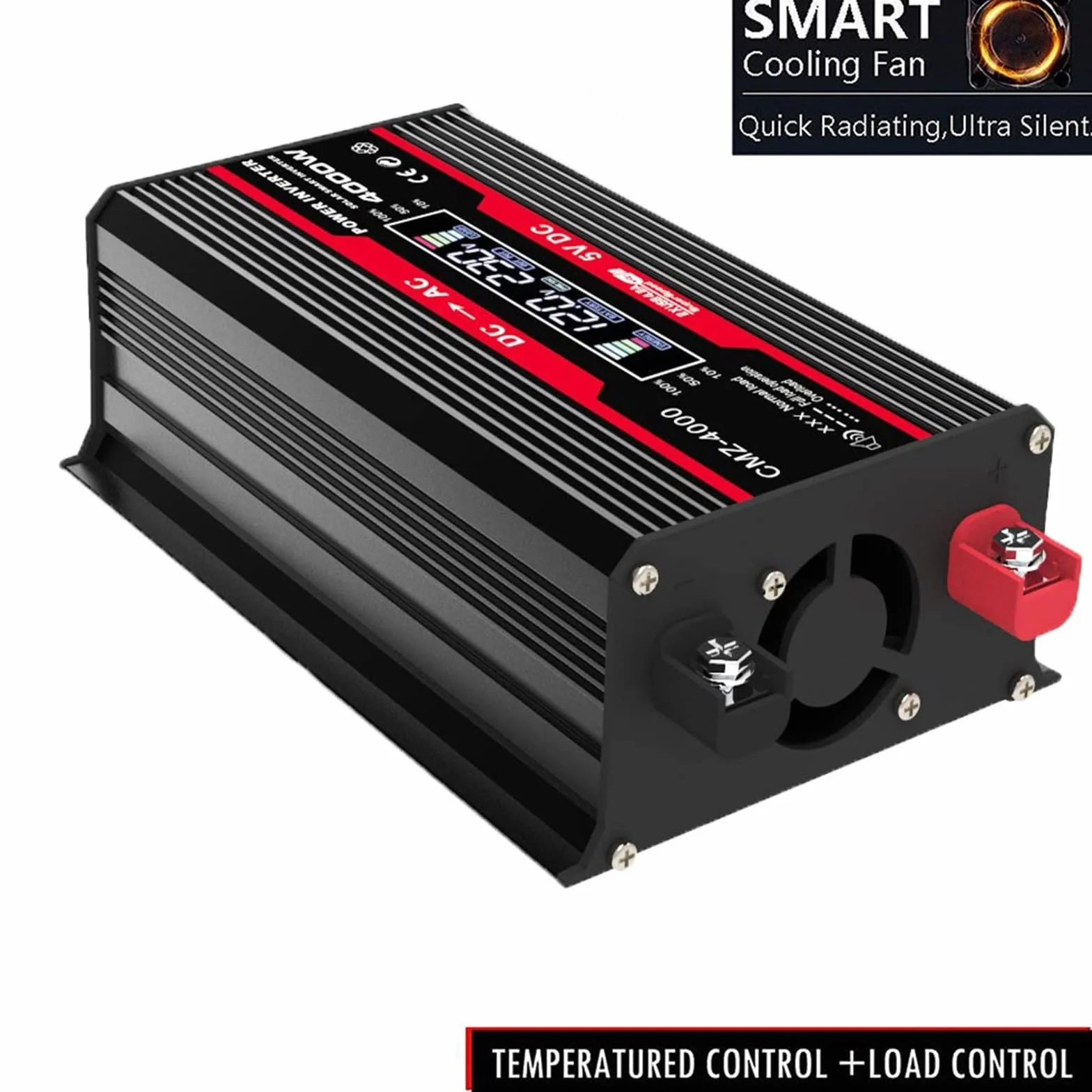 Falownik, 4000W zmodyfikowana fala sinusoidalna przetwornica napięcia 12V 220 do generatora konwerterów domowych z przetwornicą częstotliwości ładowania LCD(4000W Red)