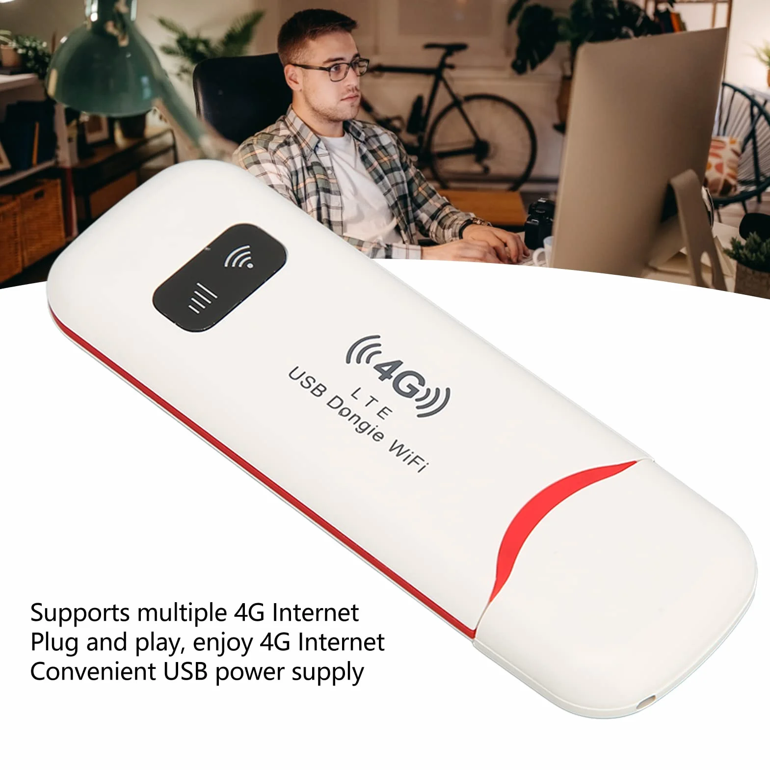 Ejoyous 4 G USB Dongle, przenośny router podróżny WiFi hotspot z gniazdem na kartę SIM, możliwość odblokowania wszystkich sieci, na podróż, kemping, zakwaterowanie wakacyjne, obsługa dwóch pasm,