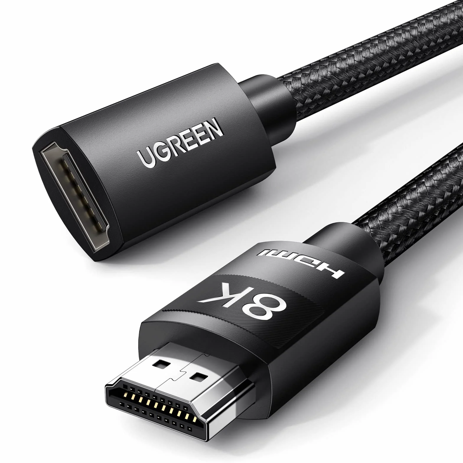UGREEN Przedłużacz 8K HDMI 2.1 Żeński na Męski Przedłużacz HDMI UHD 8K, 3D, ARC, Ethernet Przedłużacz Kabla Obsługuje PS5 PS4 PS3 Przełącznik Xbox Monitor Laptop PC itp. (0,5M)
