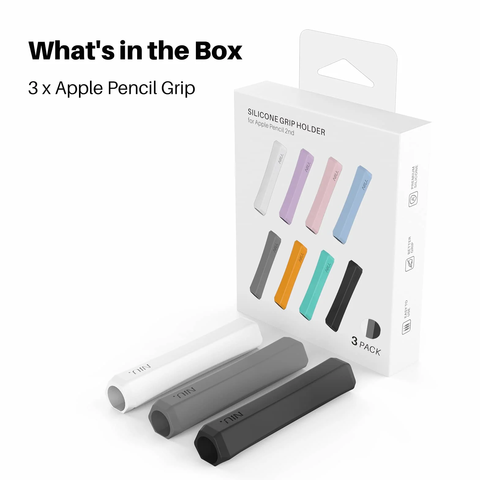 NIUTRENDZ Silikonowy uchwyt do Apple Pencil 2. generacji i Apple Pencil (USB-C) ergonomiczna konstrukcja pokrowiec ochronny biały szary czarny