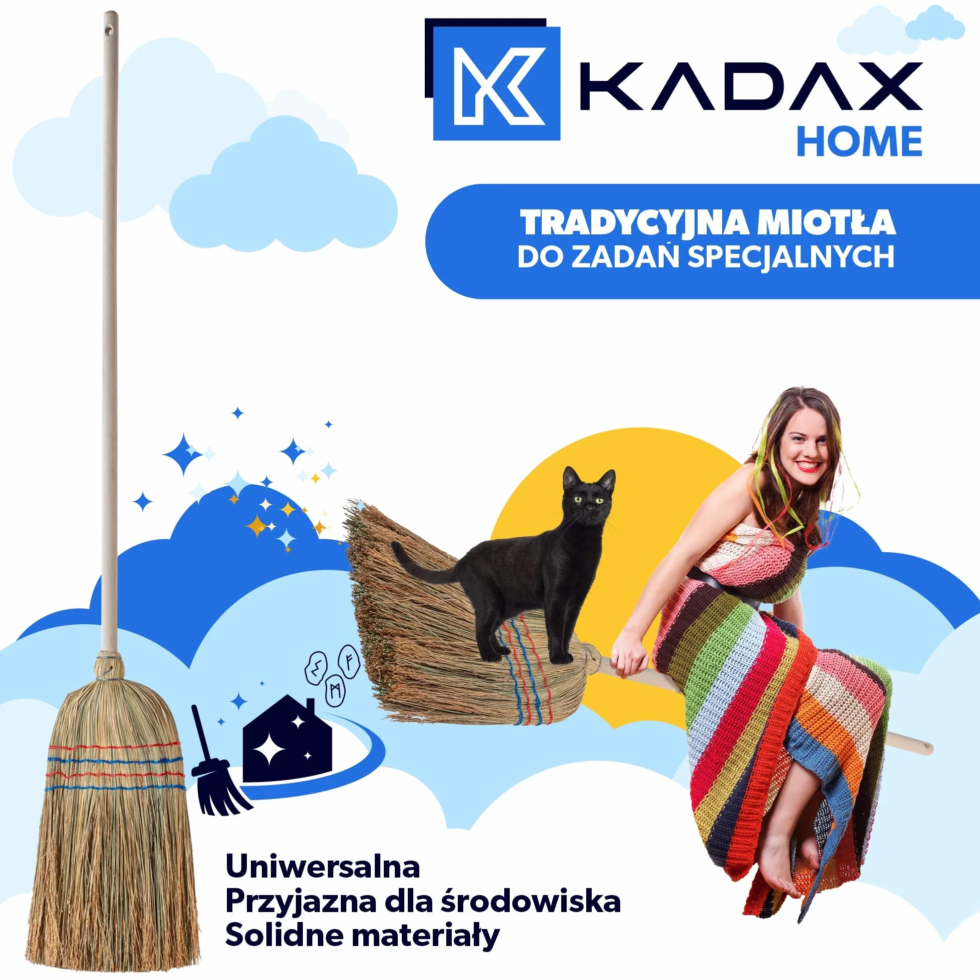 KADAX Trzepaczka ze słomy ryżowej, miotła do ryżu, miotła z długim trzonkiem z drewna, funkcjonalna miotła słomkowa, miotła z sorgo, miotła czarownica, miotła ze słomy ryżowej (dł.: 140 cm)