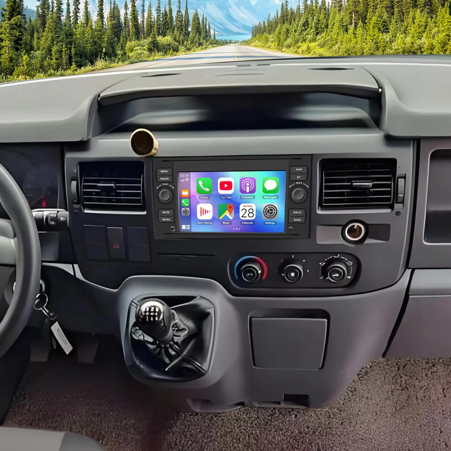 Radio samochodowe 4 + 64 G Android 13 do Ford Transit MK7 2007-2012 z bezprzewodowym Carplay Android Auto, 7-calowy ekran dotykowy Auto Player, radio GPS, nawigacja Head Unit z Wi-Fi, FM SWC Mirror