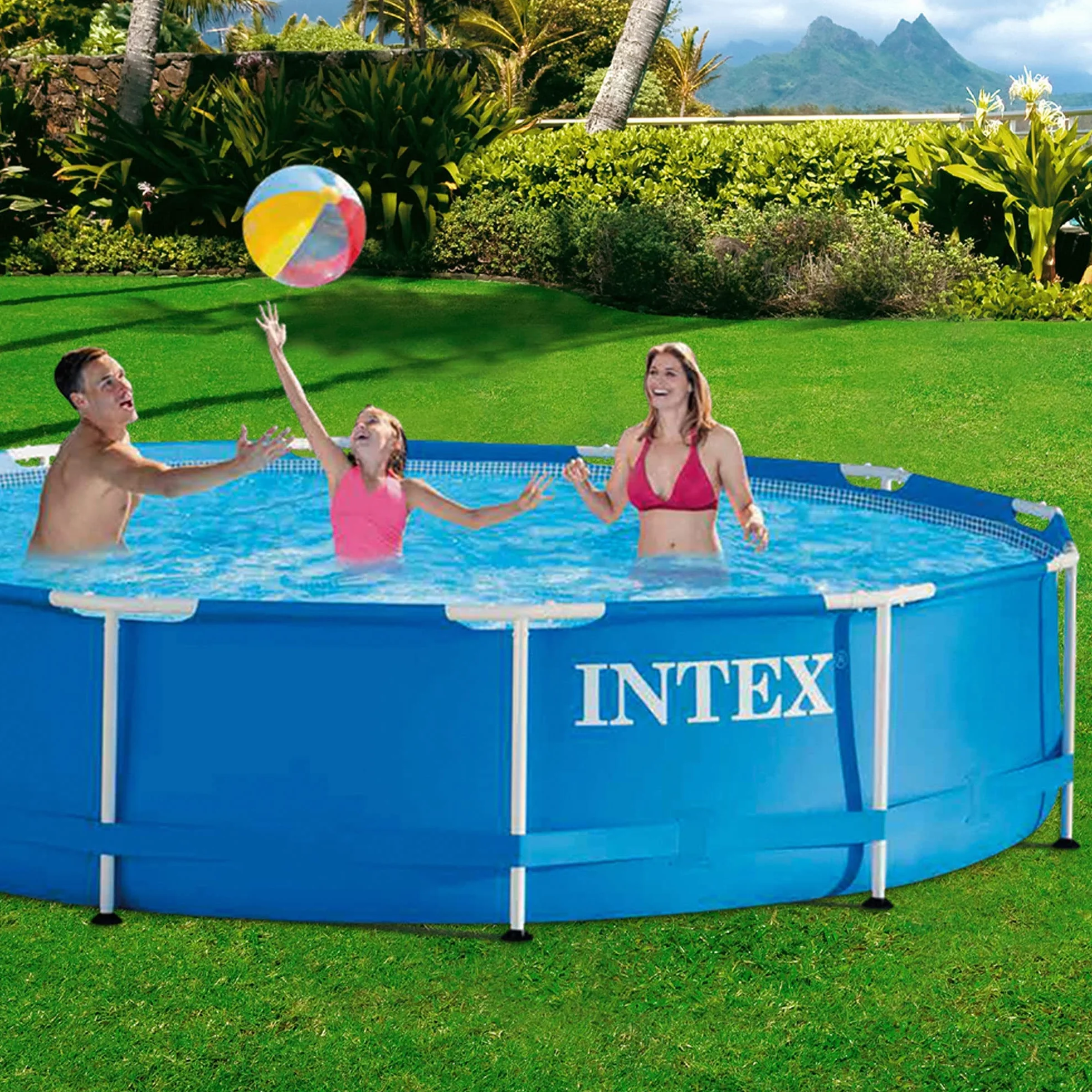 Intex Basen z Metalową Ramą, Niebieski, Ø 366 x 76 cm