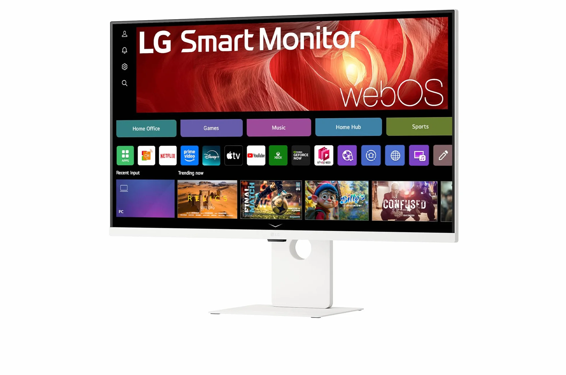 LG Inteligentny monitor 37U730SA-W, 4K UHD IPS 94.0 cm, 60Hz, 5ms GtG, HDR10, Wi-Fi, Bluetooth, domowe biuro - zdalny pulpit, Airplay, webOS inteligentne aplikacje z pilotem, głośniki, HDMI, USB-C