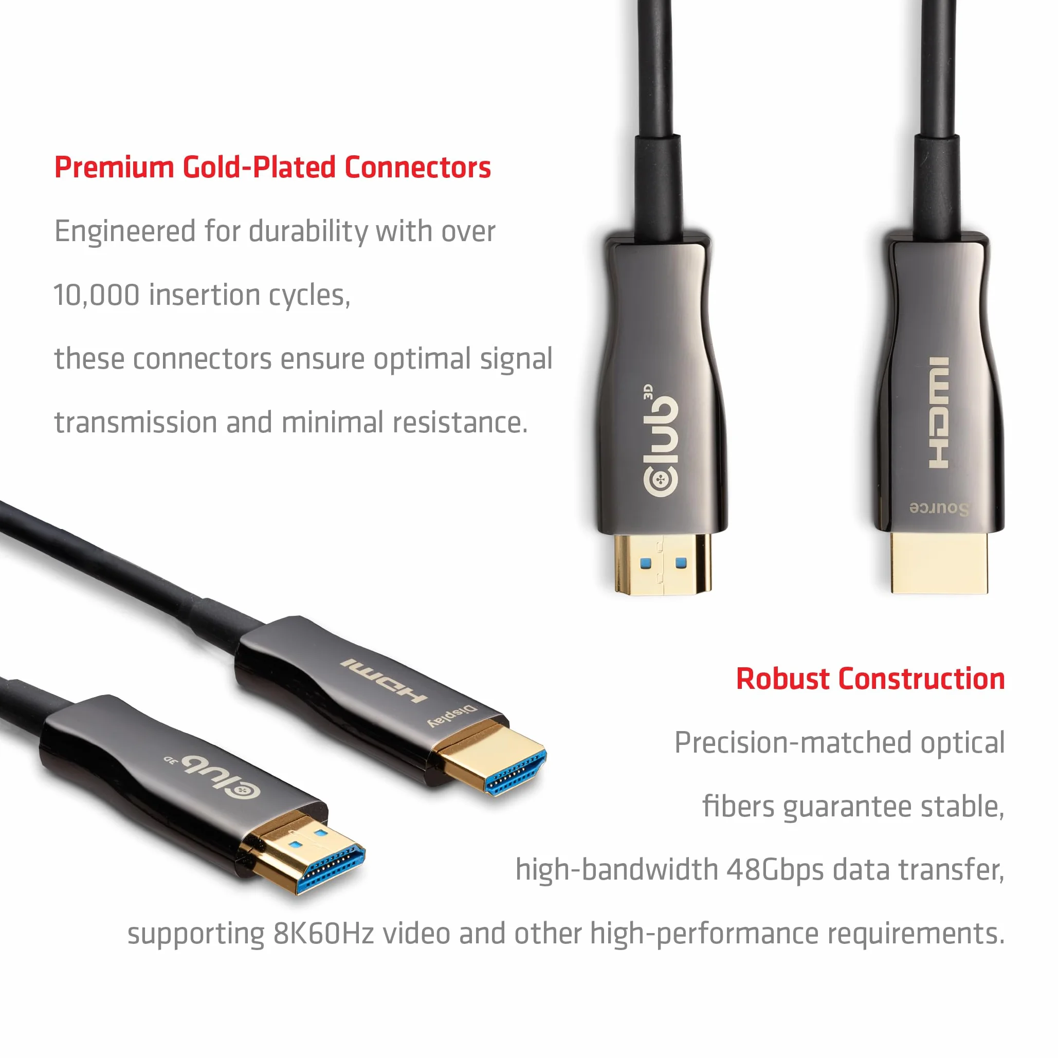 Club3D CAC-1392 HDMI™ Hybrid AOC kabel 8K60Hz/4K120Hz 30m