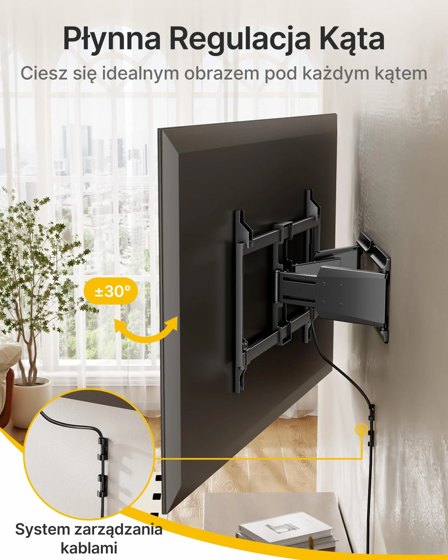 monTEK Ultra Slim Uchwyt Ścienny TV Heavy Duty 37-90" | Uchwyt TV z obrotem, pochyleniem i wysięgnikiem, do 85 kg, podwójne ramiona, VESA 600x400