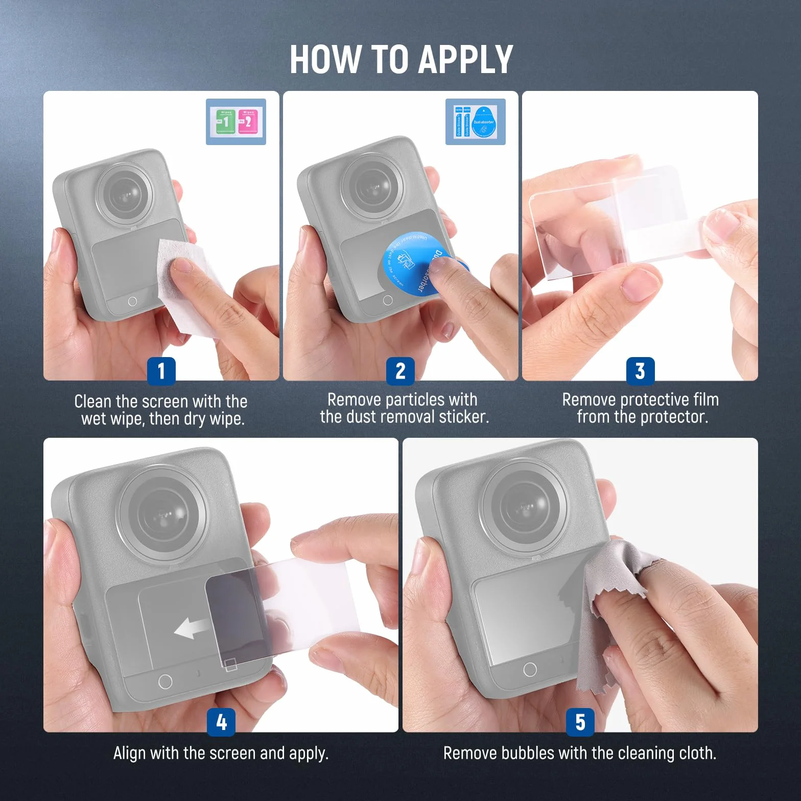 NEEWER Zestaw ochraniaczy ekranu kompatybilny z DJI Osmo 360, 9H HD, odporne na zarysowania, osłona ekranu dotykowego, folia ochronna, zestaw akcesoriów (2 sztuki), CA167
