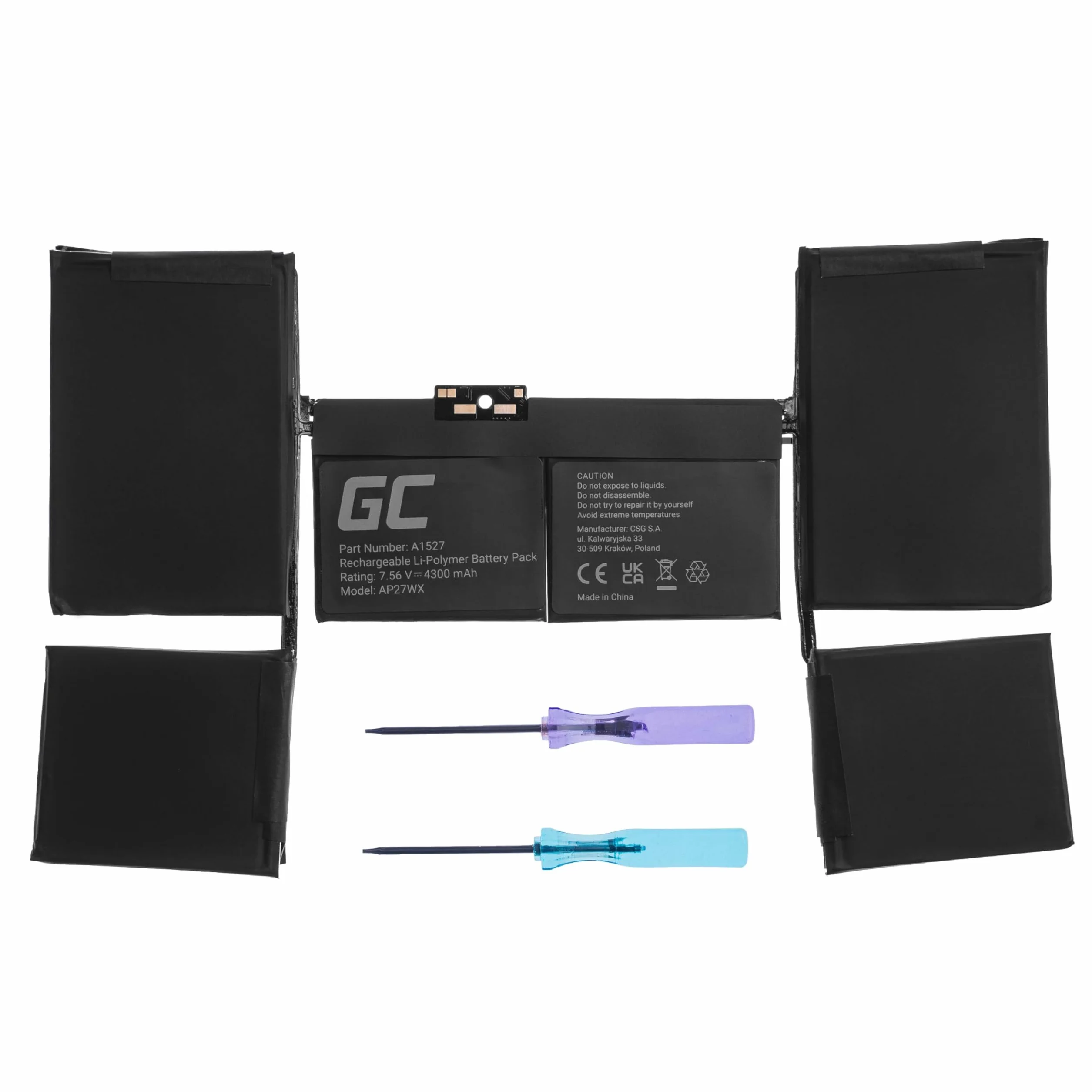 Green Cell Bateria A1527 A1705 do Laptopa Apple MacBook 12 A1534 (Early 2015, Early 2016, Mid 2017) (4300mAh 7.56V)
