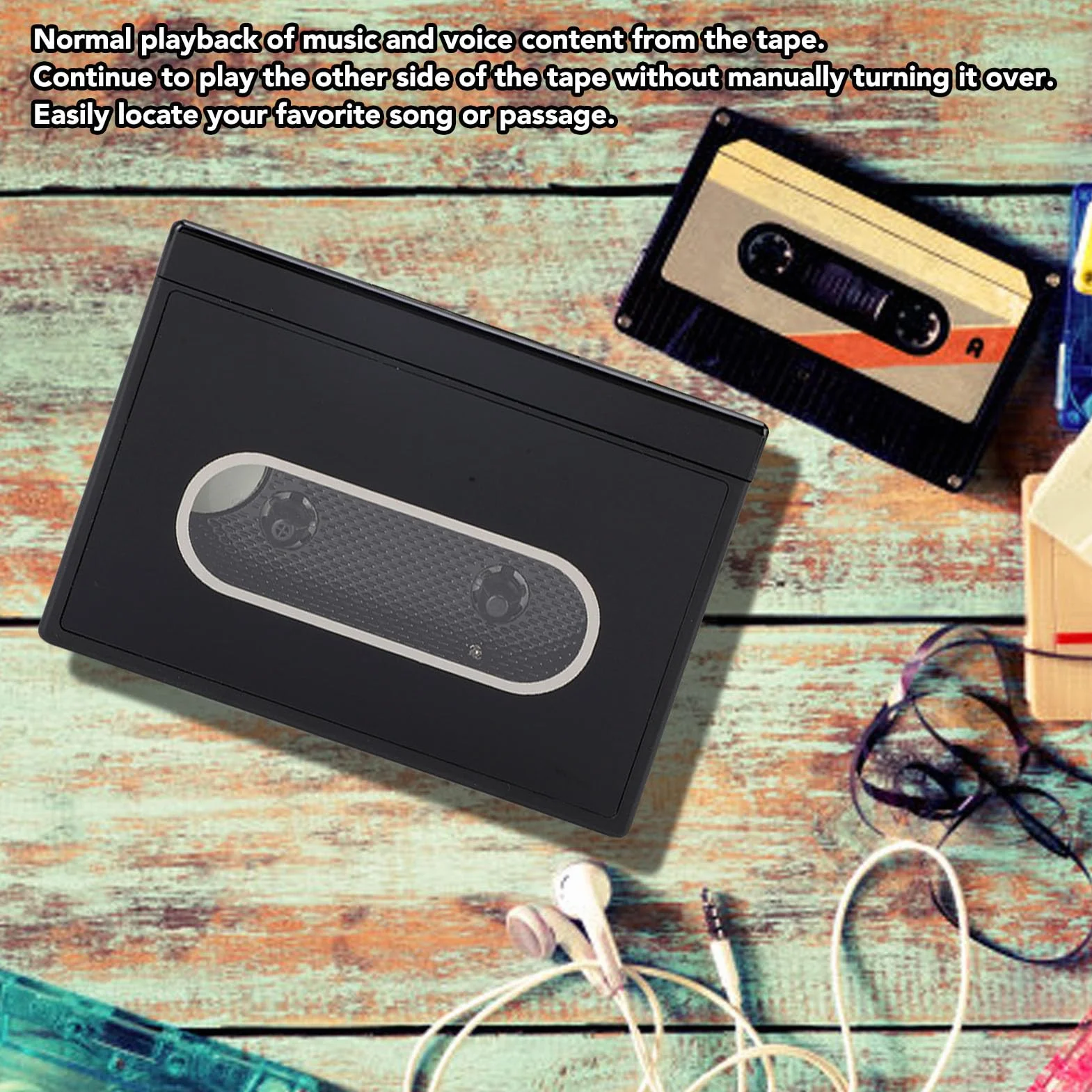 SIXRUN Bluetoothowy Odtwarzacz Kaset, Przenośny Odtwarzacz Taśm z Automatycznym Rewersem i Radiem FM do Bezprzewodowego Przesyłania i Odtwarzania Muzyki Vintage