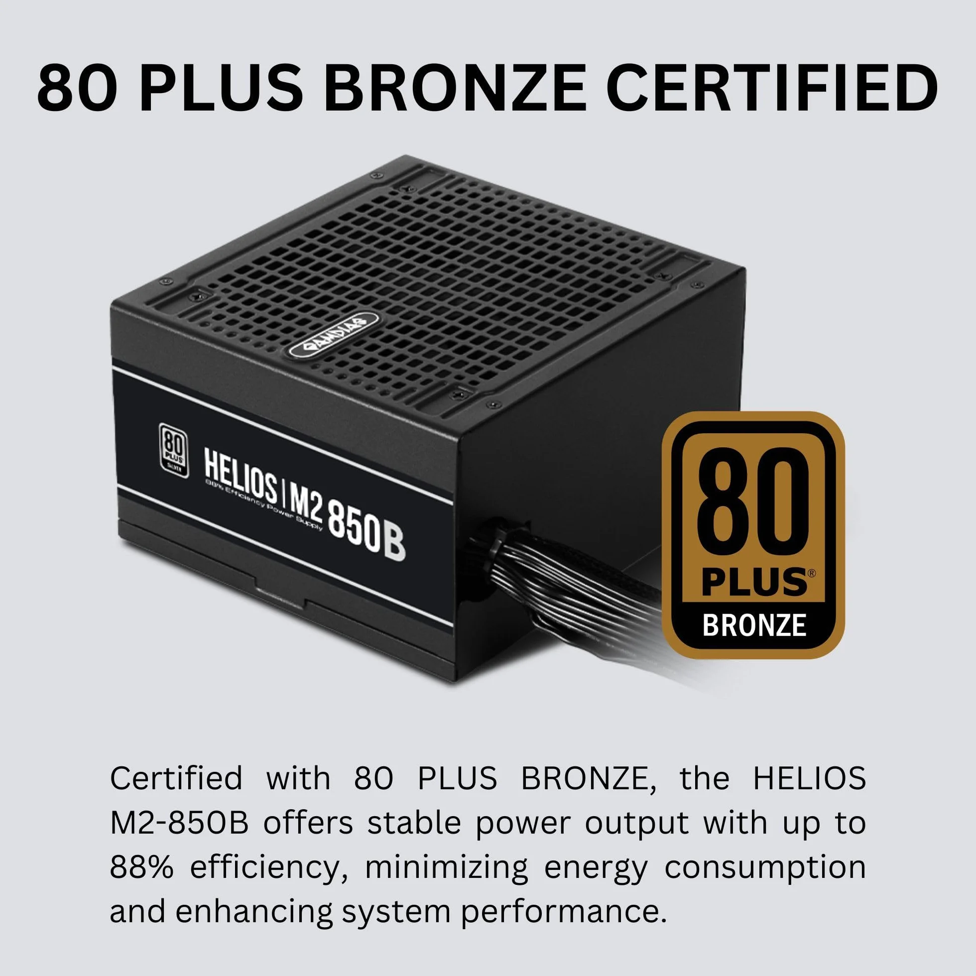 GAMDIAS ATX 3.1 & PCIe 5.1 850 W PSU Bronze, zasilacz gamingowy 850 W, ATX Gold 80+ Bronze 12 V zasilacz do komputera i aktywnego PFC