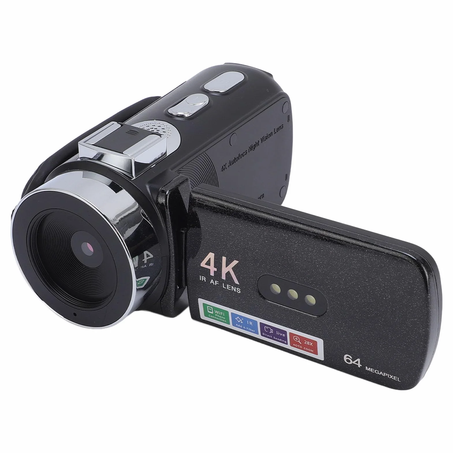 Kompaktowy Aparat Cyfrowy 4K, Mała Kamera Wideo 64 MP z 28-krotnym Zoomem Cyfrowym, Stabilizatorem Obrazu, Autofokusem, 3-calowym Obrotowym Ekranem Kamera do Vlogowania dla