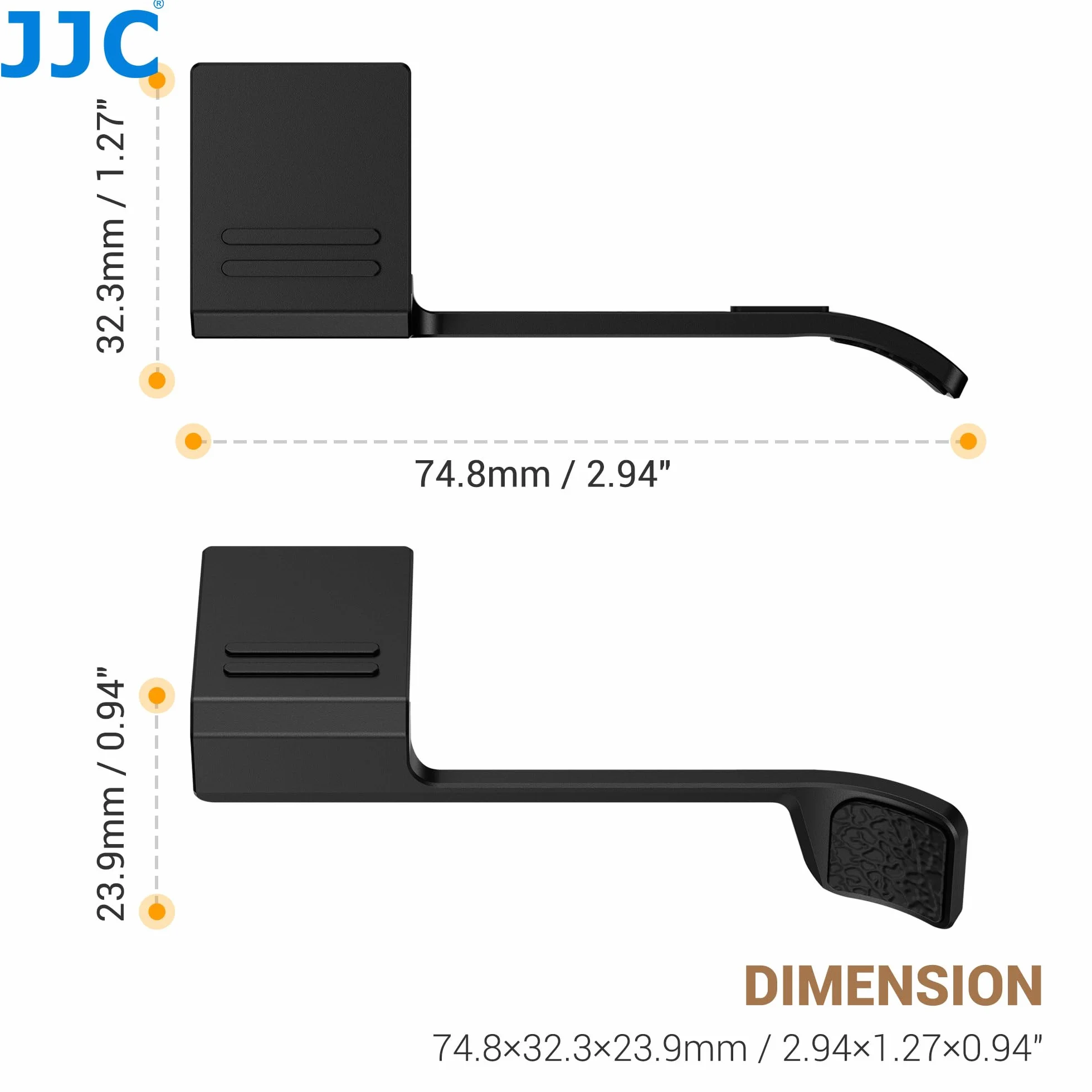 JJC Metalowa osłona stopki Full Cover Thumb Up Grip z przyciskiem migawki kompatybilna z aparatami Fujifilm X-E5, XE5, silikonowe wkładki Thumb Hand Grip przeciwpyłowe i antypoślizgowe, srebrne