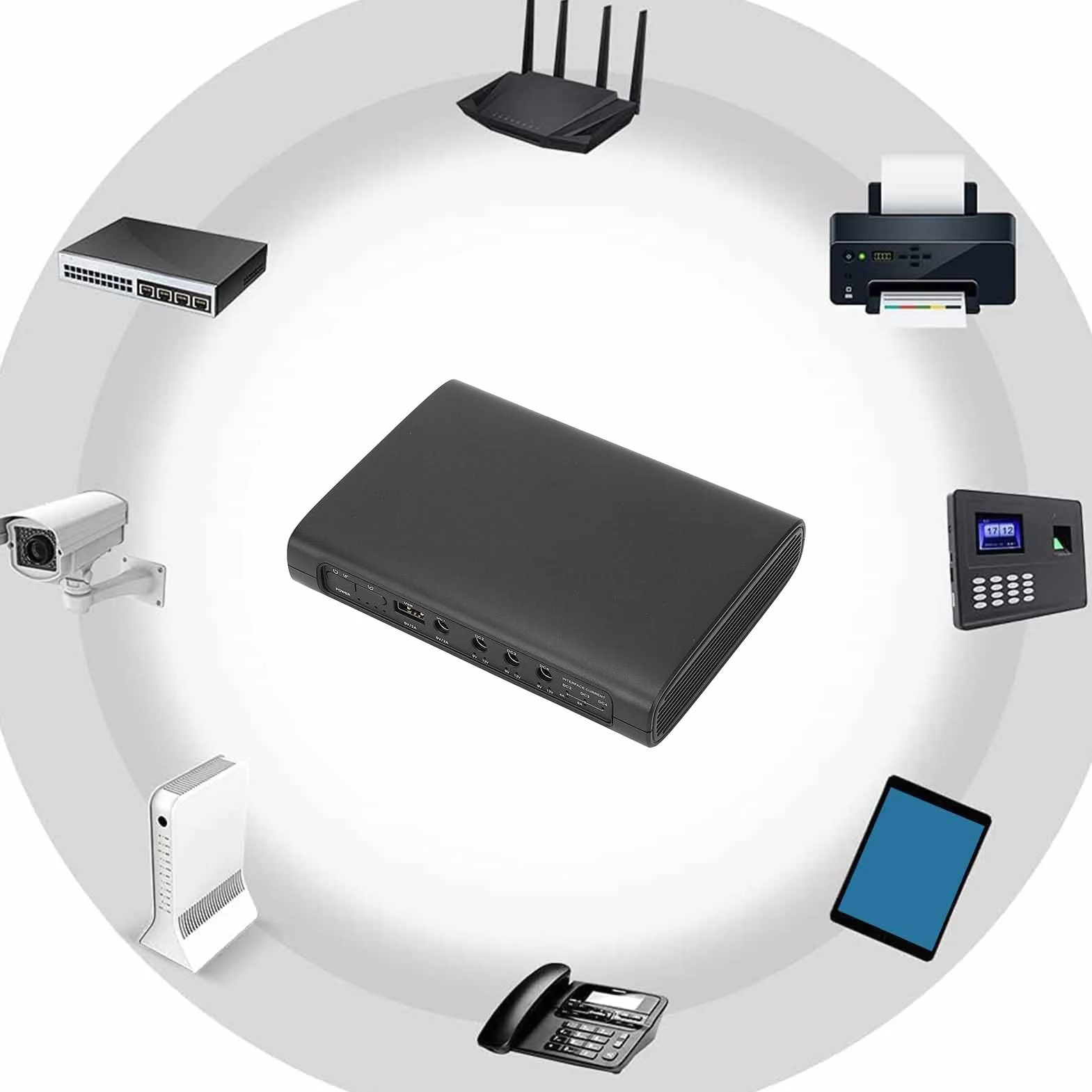Zabezpieczenie Przeciwprzepięciowe UPS, Zasilacz UPS Wbudowany Akumulator 20000 MAh 74 Wh, Obsługa Udostępniania Zasilania DC2, DC3, DC4, dla Systemu Monitorowania Bezpieczeństwa