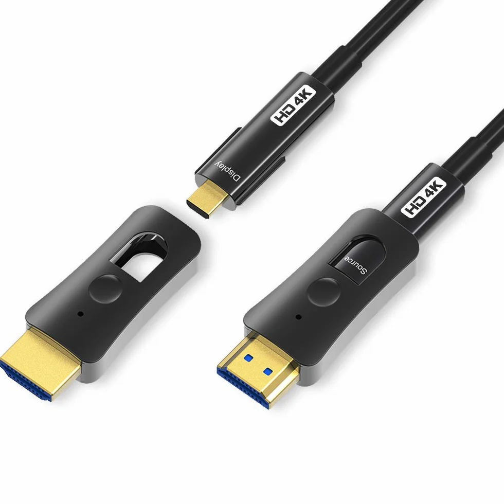 YIWENTEC Kabel światłowodowy HDMI 4k@60Hz HDCP2.2 4:4:4 wysoka prędkość 18 Gb/s HDR 3D 4K2K HDMI optyczny kabel światłowodowy z micro HDMI typu pull (20 m, 4K)