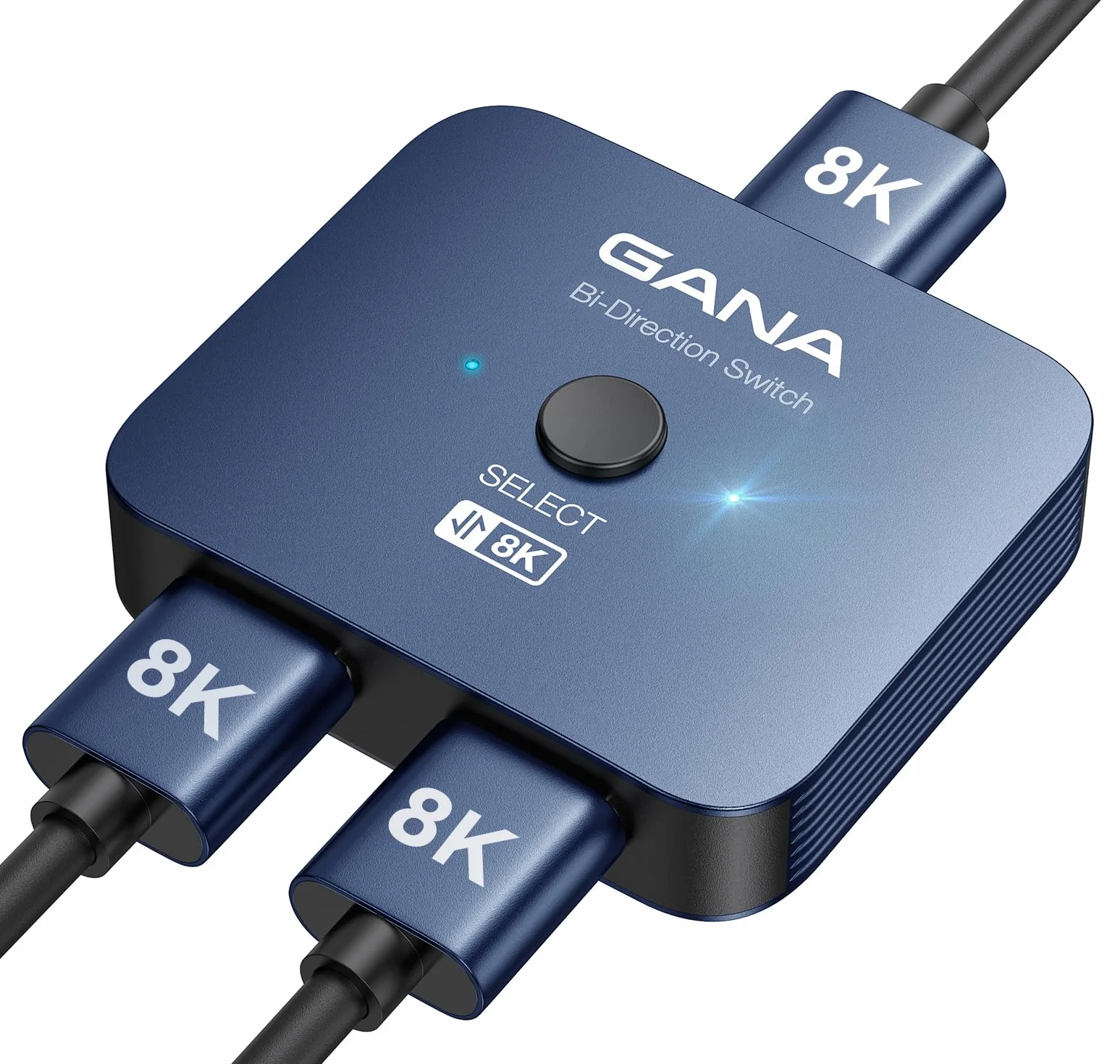 GANA Przełącznik HDMI 2.1 Rozdzielacz 8K 2 w 1 48 Gb/s Aluminiowy