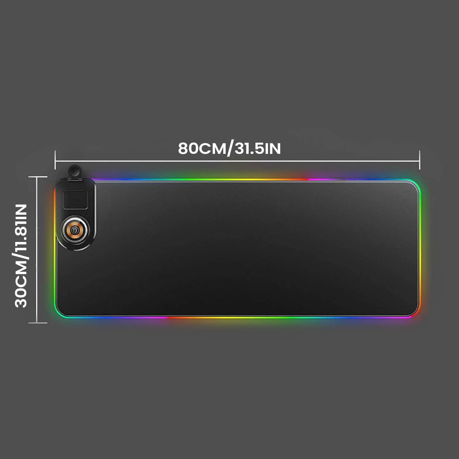 Podkładka Biurkowa z Ładowarką Bezprzewodową Gumowa Mata 15W | Bardzo Duża 80x30x0.4 cm Gumowa Podkładka RGB Do Gier, PC, Zegarka, Laptopa, Biura i