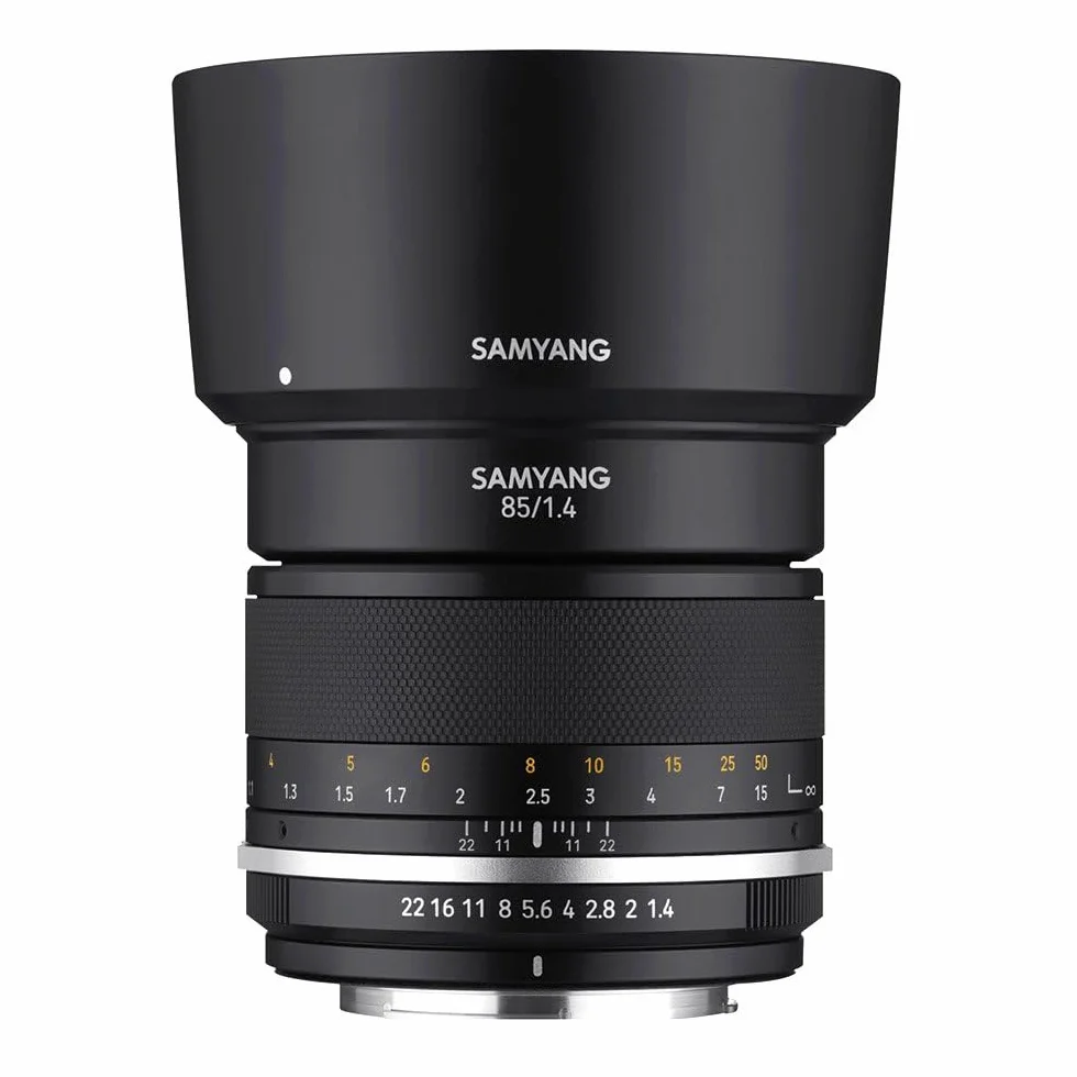 SAMYANG 22995 MF 85 mm F1,4 MK2 Fuji X – obiektyw portretowy, ręczna regulacja ostrości dla pełnoformatu i stałej ogniskowej APS-C Fuji X Mount, 2 generacje do Fujifilm X-T1, X-T3, X-H1, X-T30, X-Pro3, X-T200, X-T4