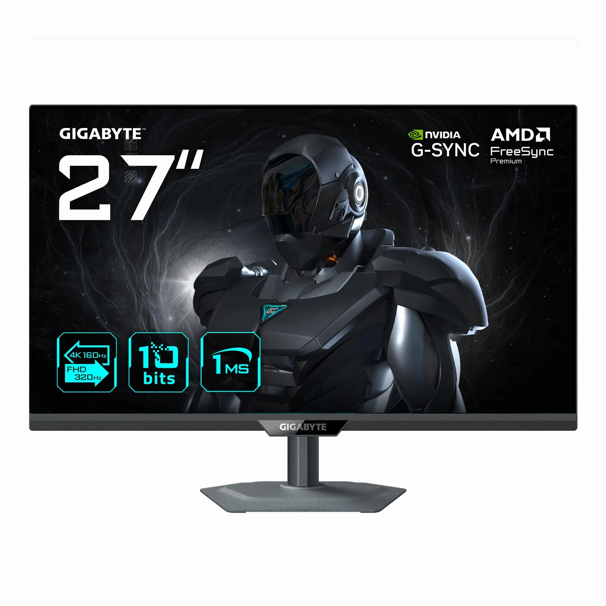 GIGABYTE G27UP 27" 4K UHD monitor do gier - tryb podwójny (4K 160Hz lub FHD 320Hz), 3840 x 2160, 1ms, 400 CD/m², FreeSync Premium, HDR10, HDMI 2.1, DisplayPort 1.4
