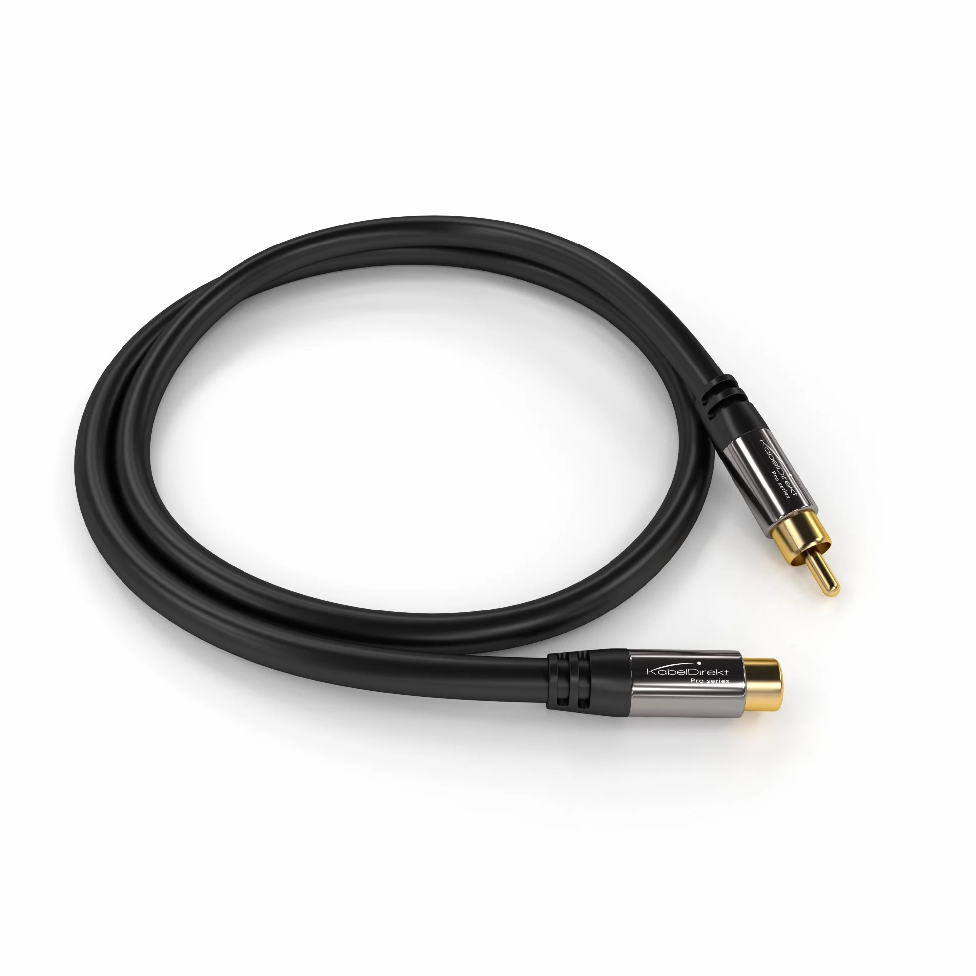 KabelDirekt – Kabel przedłużający Cinch – 1 m – Nietłukący kabel hybrydowy zapewniający doskonałą jakość dźwięku (Subwoofer/Audio, wtyczki RCA do gniazda, wzmacniacz/HiFi, analogowy i cyfrowy)