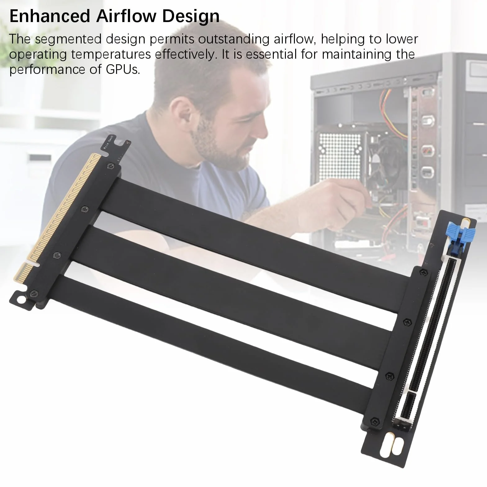 Generic Ekranowany Kabel Pionowy PCIe 5.0 X16 128 Gb/s, Zwiększona trwałość Kabla, do Systemów Chłodzenia wodą, ABS Czarny (15cm)
