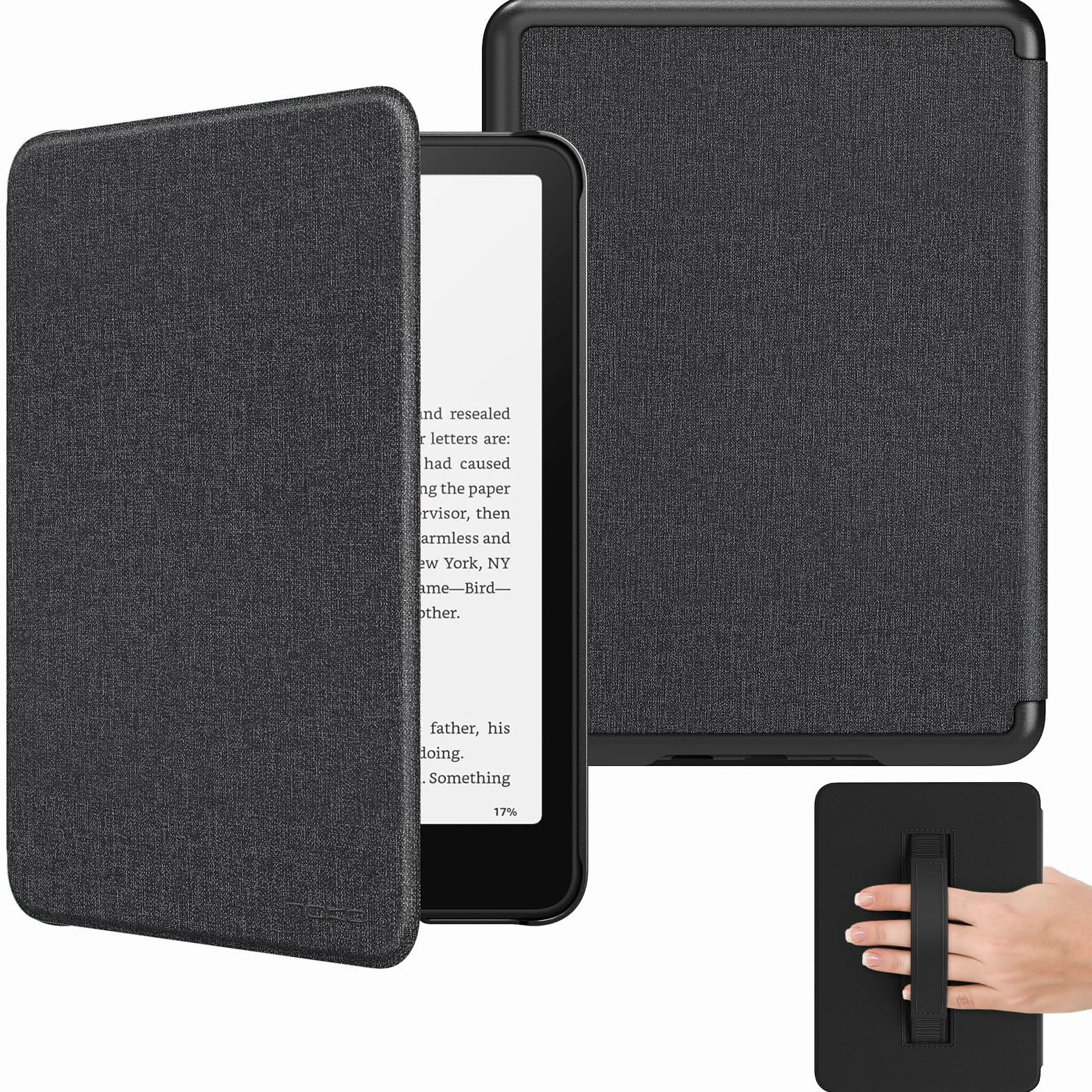 MoKo Case for 7" Kindle Paperwhite 12th Gen 2024 & Colorsoft, Denim Black | Compatible with Kindle Colorsoft Signature Edition 2024, Lightweight Cover with Hand Strap, Auto Wake/Sleep