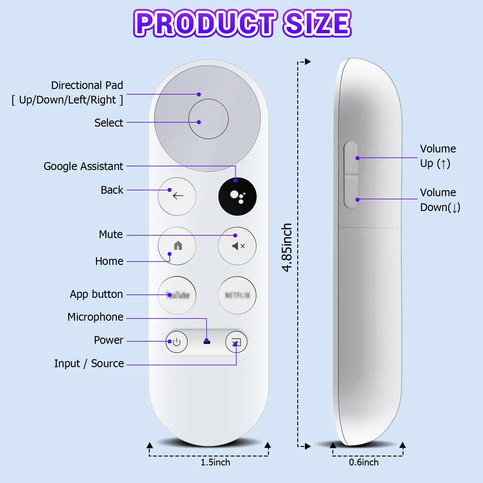 G9N9N zamiennik pilota do Google Chromecast TV 4K Snow Bluetooth, pilot głosowy, kompatybilny z Google GA01409-US, GA01919-US, GA01920-US, GA01923-US, GA02463-US, GA02464-US