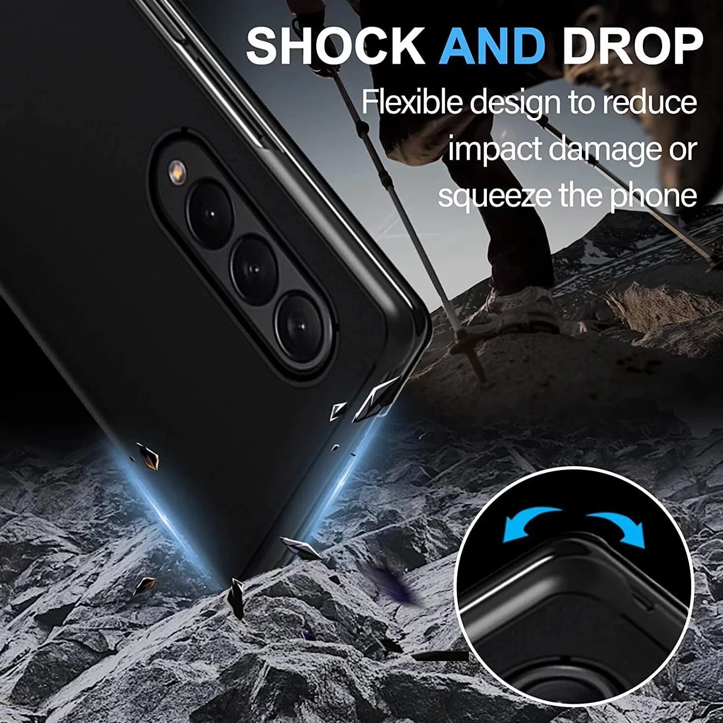 Etui do Samsung Galaxy Z Fold 3, etui z klapką z funkcją stojaka, PC/PU półprzezroczysty wygląd, odporne na wstrząsy etui ochronne na telefon Samsung Galaxy Z Fold 3, czarne