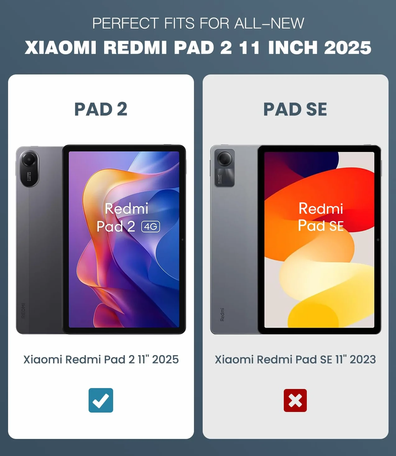 TiMOVO Etui na Xiaomi Redmi Pad 2 2025, smukła, podstawka, twarda obudowa ochronna, czarny