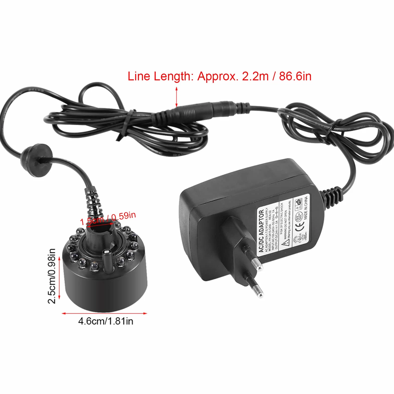 Nebler Wytwarzacz Mgły 110-240V 12LED Kolorowe do Fontanny Staw