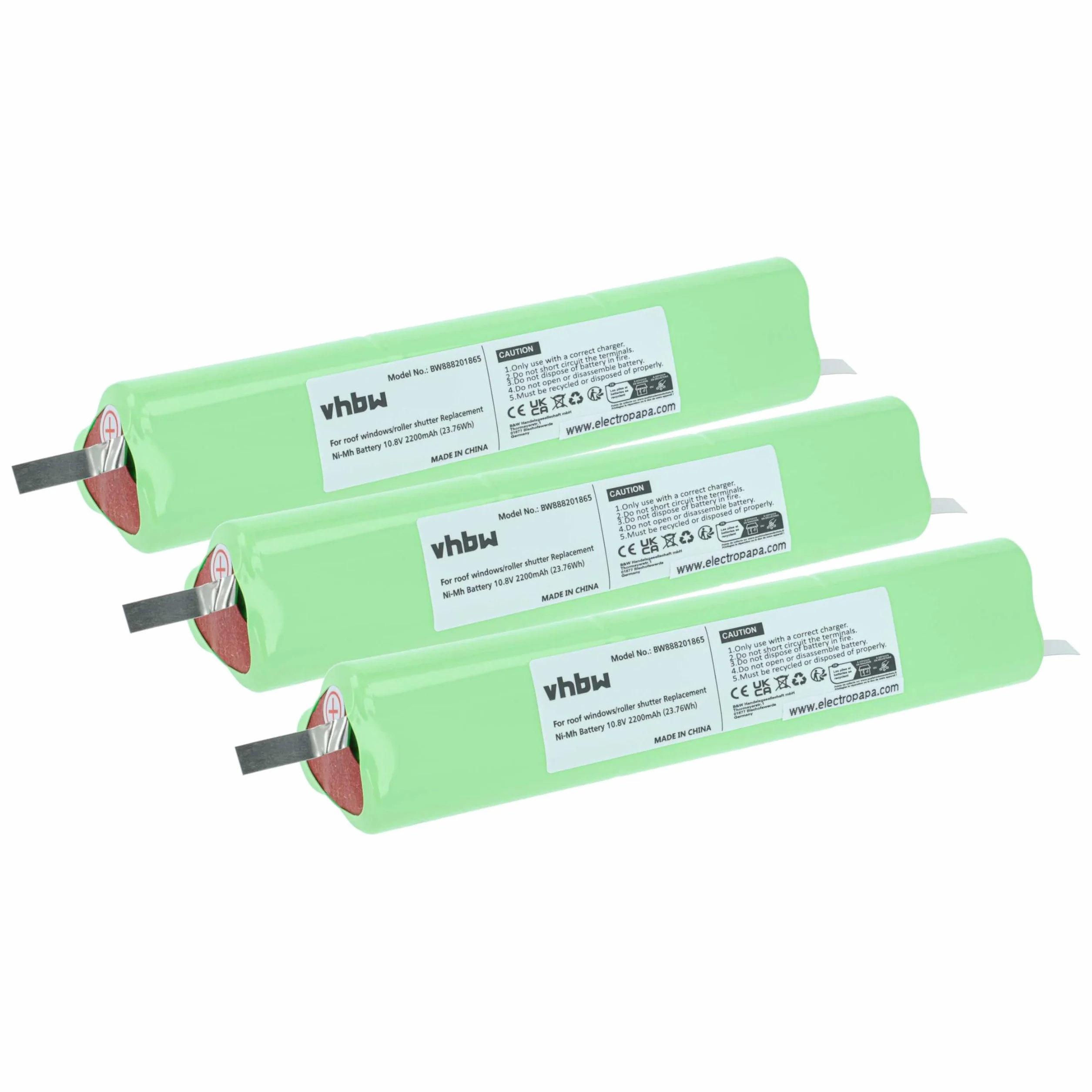 vhbw 3 x akumulator kompatybilny z roletami do okien dachowych i roletami Velux (2200 mAh, 10,8 V, NiMH)