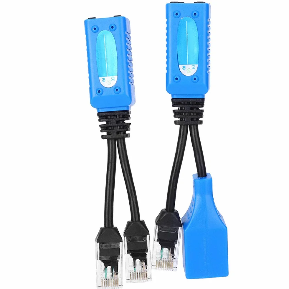 Rozdzielacz POE RJ45 do kamer IP, zestaw 2 kabli zasilających