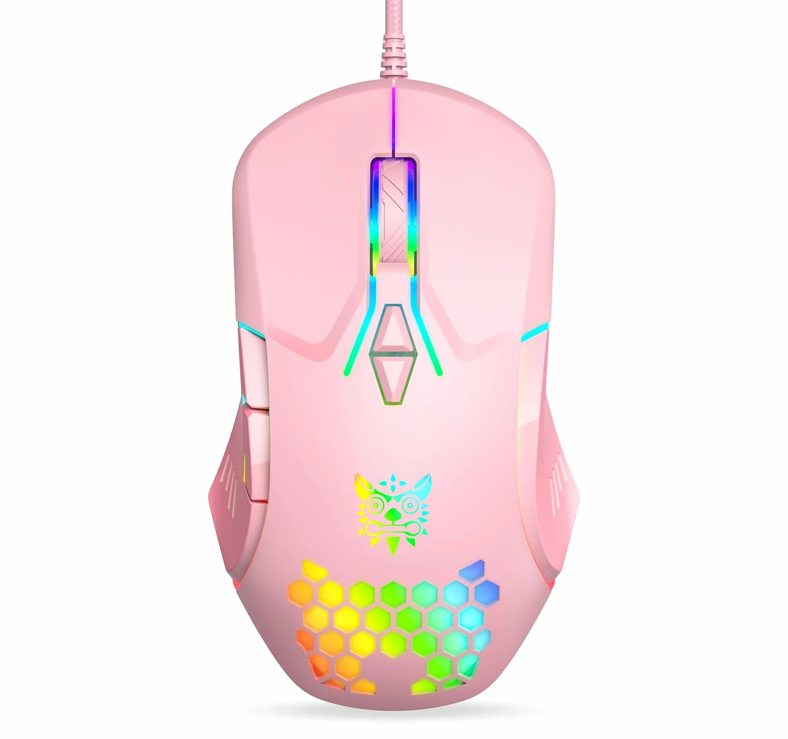 Przewodowa mysz USB, mysz komputerowa z oświetleniem RGB, 4 regulowane DPI, ergonomiczna optyczna mysz biurowa, 7 przycisków, przewodowa mysz do Windowsa, komputera, laptopa, komputera