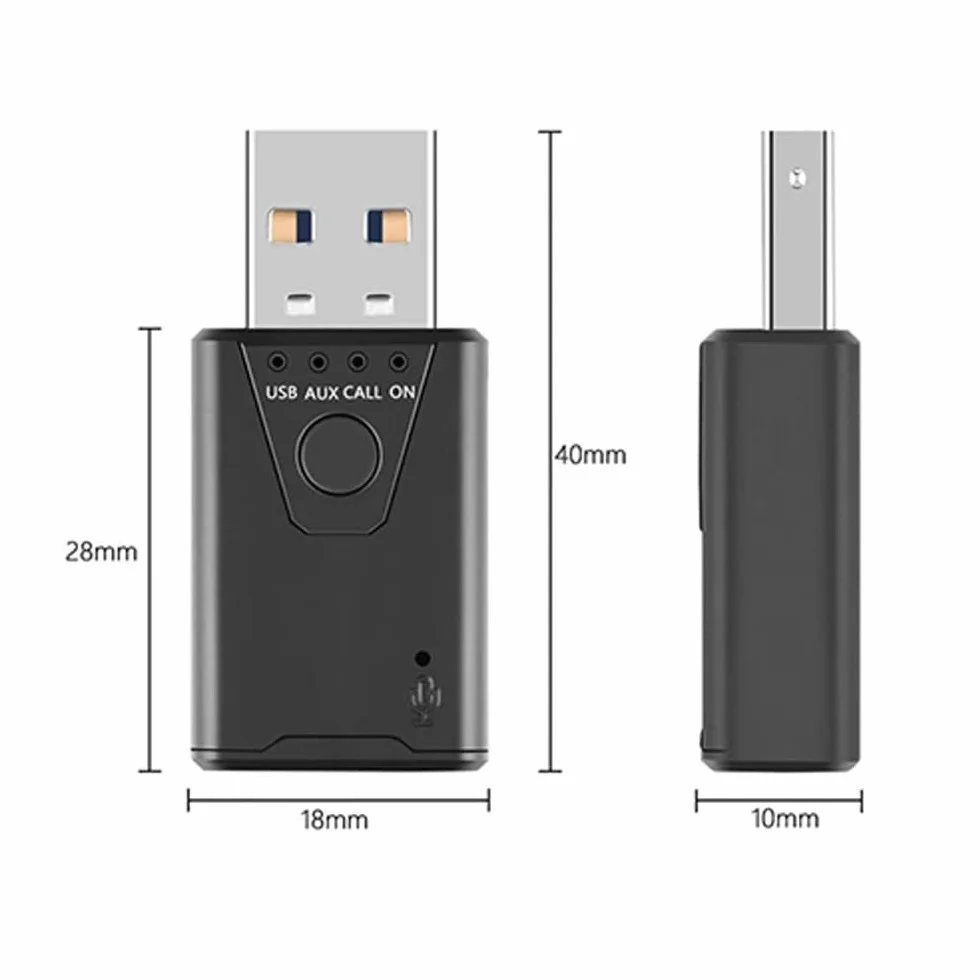 USB Bluetooth 5.4 odbiornik audio, Bluetooth Dongle, Stereo 3,5 mm AUX bezprzewodowy adapter USB do zestawu samochodowego TV PC słuchawki