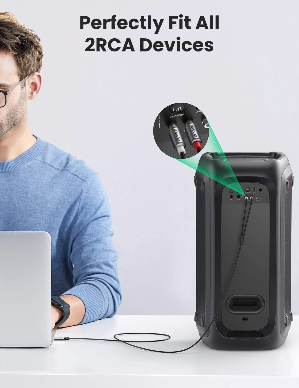 UGREEN USB C na Cinch Audio Kabel Type C na 2RCA Stereo Adapterkabel (1.5m) | Type C auf 2RCA Stereo Adapterkabel kompatybilny z iphone 17 Serie, Galaxy S25 Serie, iPad Pro/Air, MacBook Pro, Mac mini M4