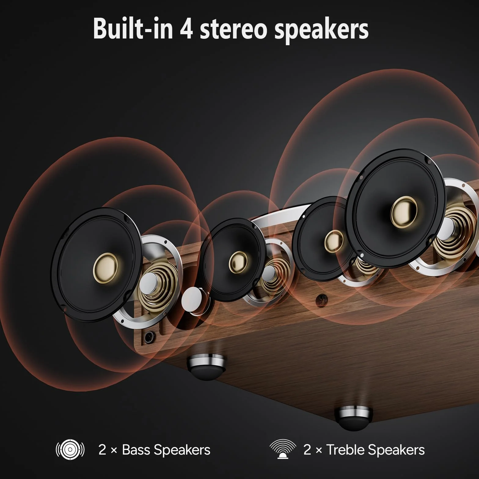 Gramofon Bluetooth HiFi z głośnikami z 4 głośniki stereo, wbudowanym przedwzmacniaczem fono, 33/45 obr./min, magnetycznym AT-3600L, napęd pasowy Vinyl Record Player