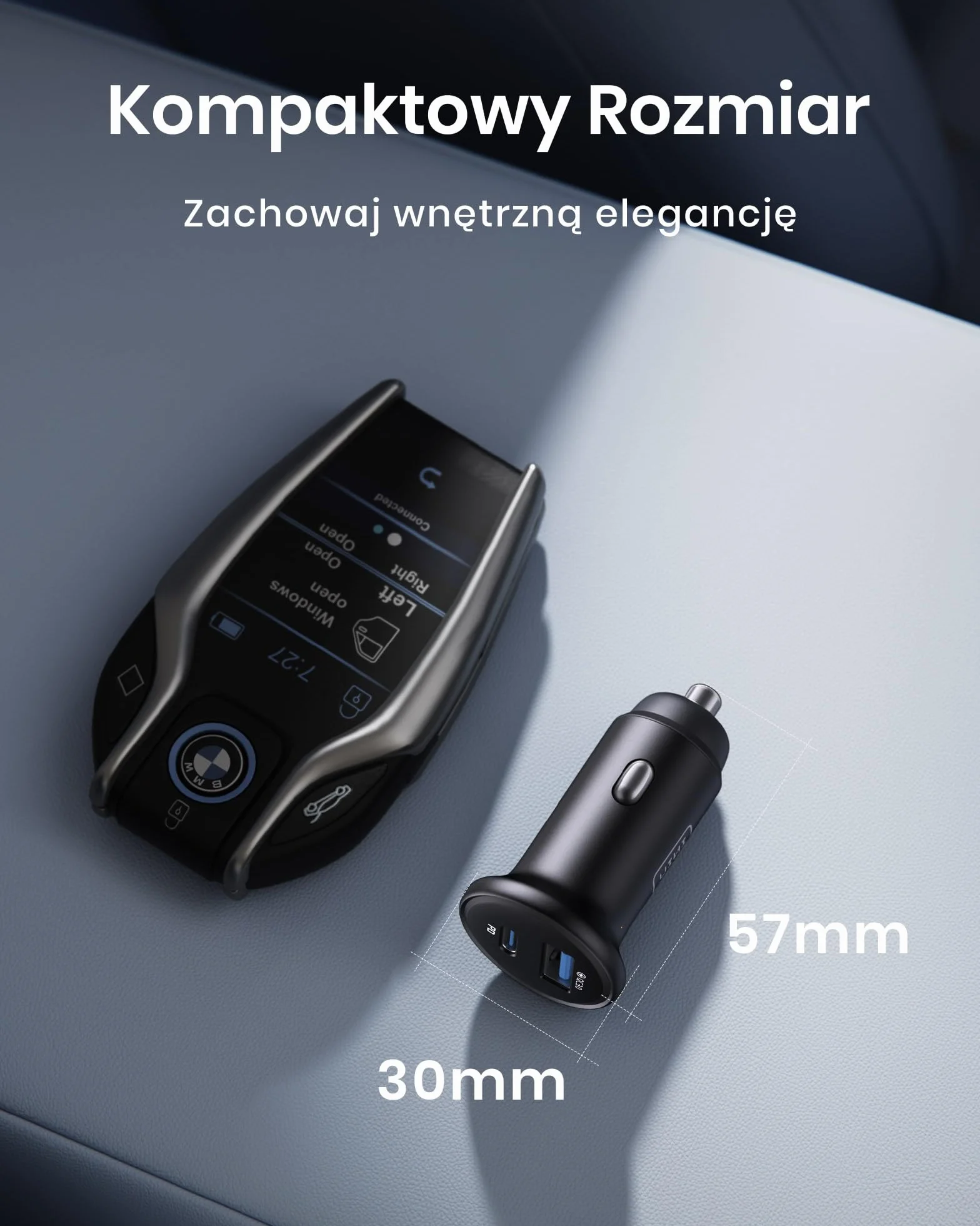 INIU Ładowarka samochodowa, ładowarka USB do zapalniczki samochodowej łącznie 66 W [USB C 36 W+A 30 W] gniazdo USB 12 V, szybkie ładowanie PD3.0 ładowarka samochodowa metalowy adapter do iPhone'a 16
