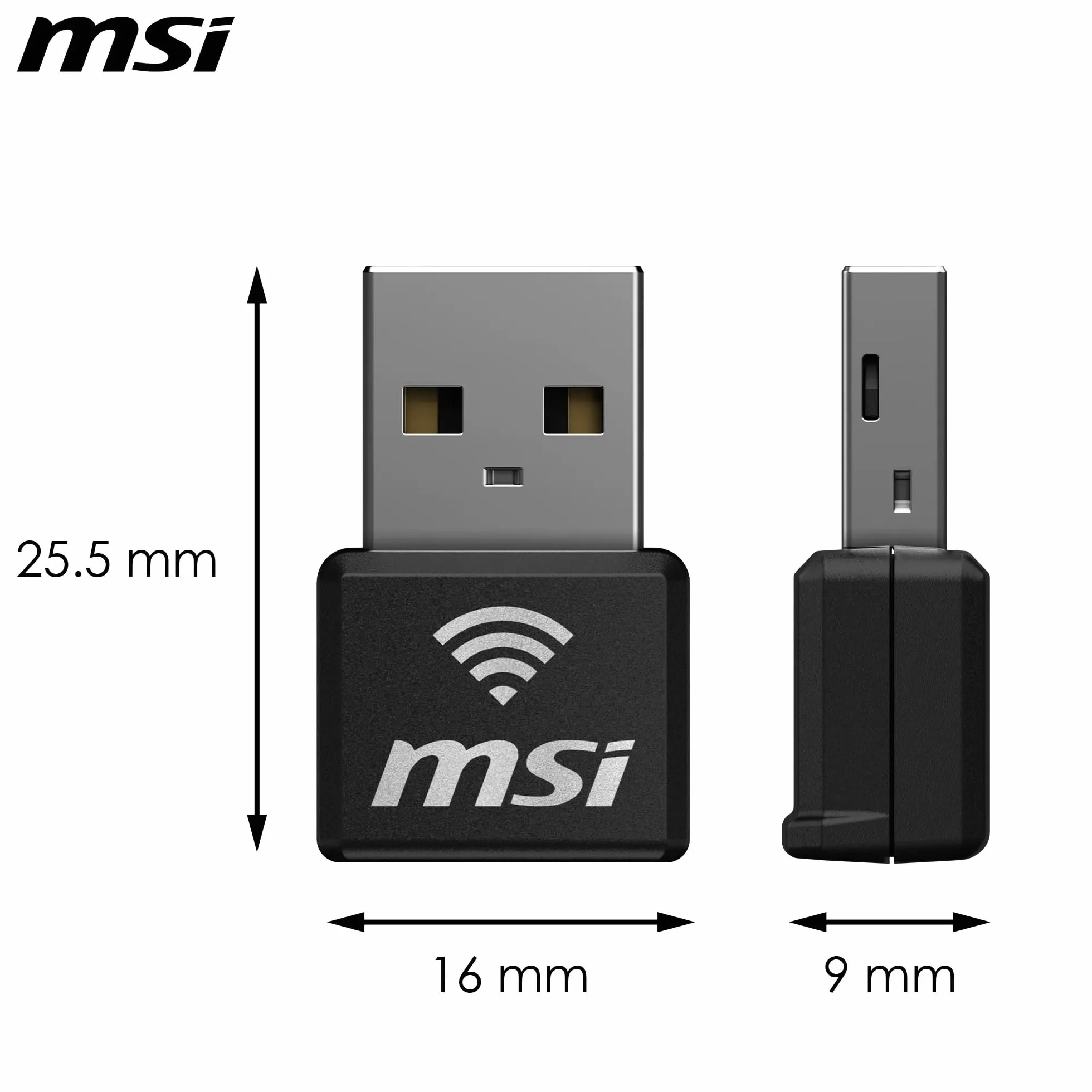 MSI AX1800 Nano WiFi adapter USB do komputera/laptopa, WiFi 6 dwuzakresowy 2,4 G/5G bezprzewodowy adapter sieciowy do komputera stacjonarnego, rozmiar podróżny, obsługuje Windows 11,10