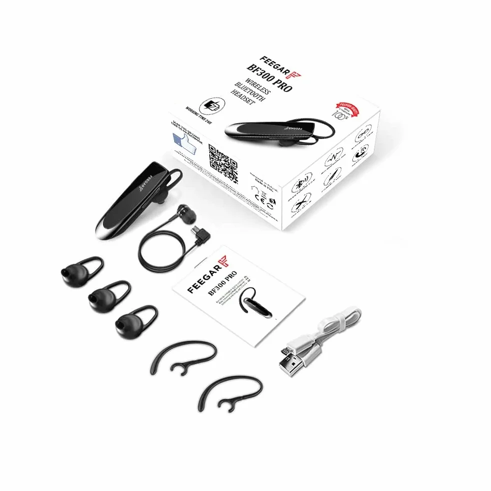 Feegar BF300 PRO Zestaw słuchawkowy Bluetooth 5.0 CSR Słuchawka Bluetooth Czas rozmowy 24h Mikrofon HD Micro Multipoint Bluetooth 5.0 HD Automatyczne parowanie Technologia redukcji szumów CVC 6.0