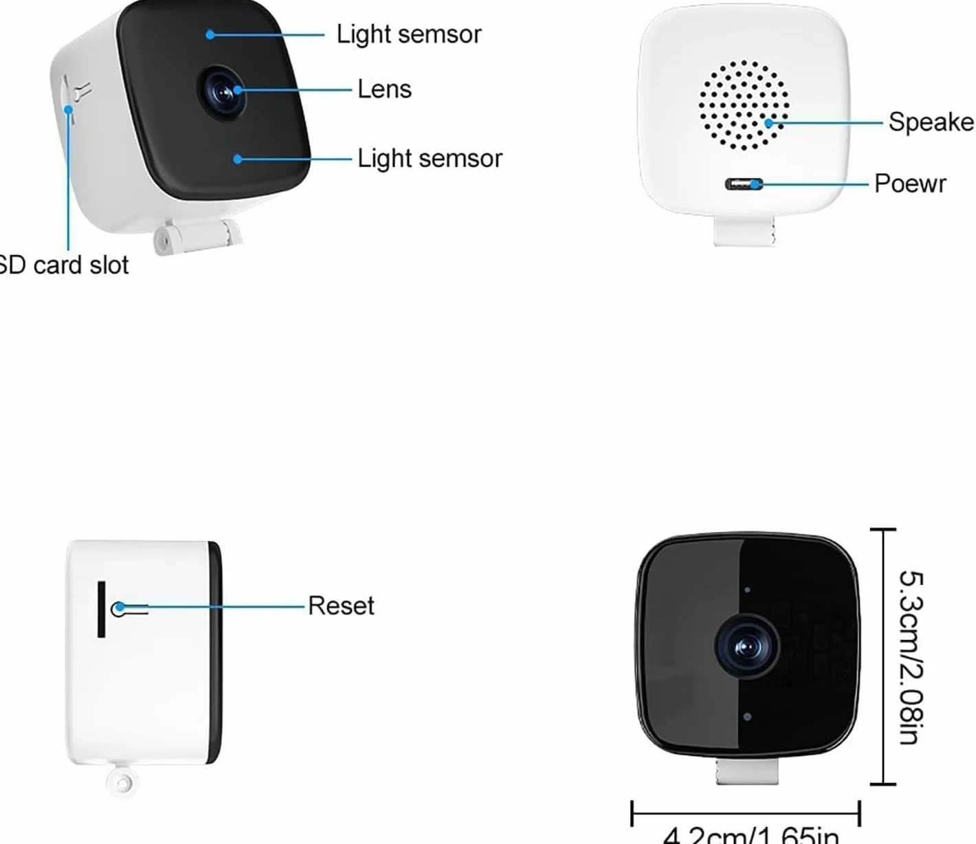 Inteligentna kamera bezpieczeństwa z noktowizorem i wykrywaniem ruchu, wewnątrz/na zewnątrz, ochrona domu i rodziny, połączenie WiFi, kompatybilna z 5G, pamięć 32 GB