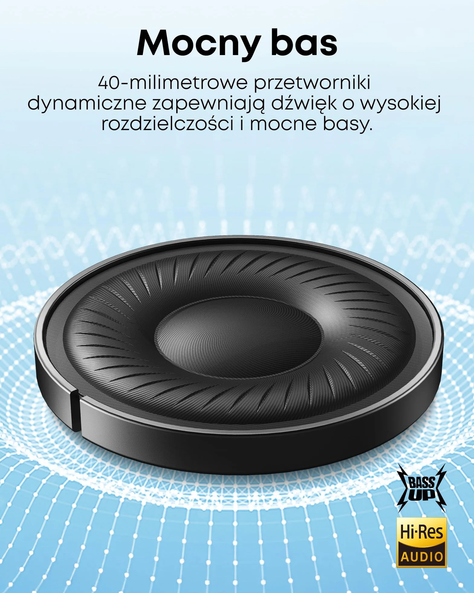 Słuchawki hybrydowe Soundcore by Anker Q20i(odnowiona) z aktywną redukcją szumów, bezprzewodowe nauszne Bluetooth, 40-godzinny czas odtwarzania ANC, dźwięk o wysokiej rozdzielczości, mocny bas