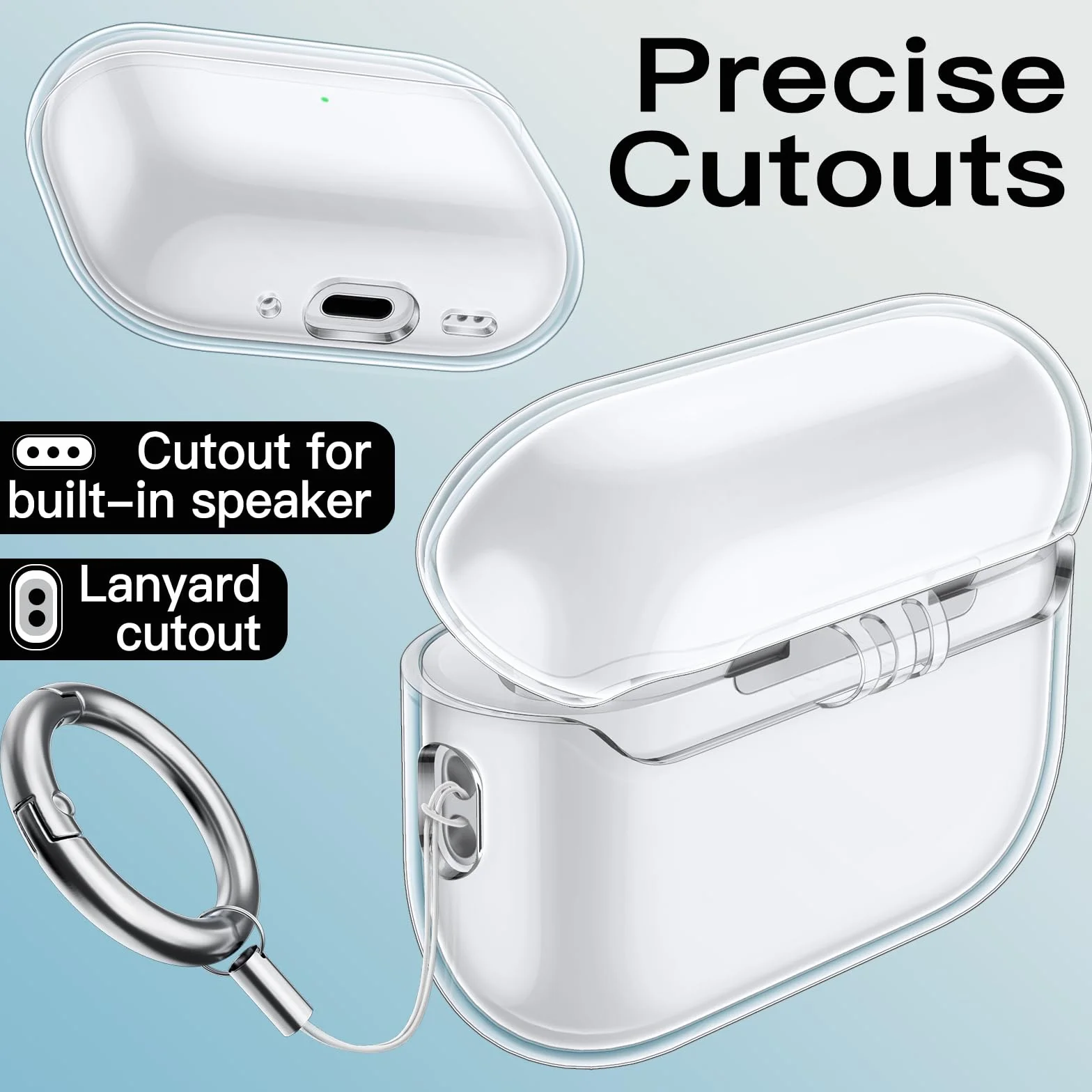 JETech Przezroczysty Etui Osłona dla AirPods Pro 3 (2025) z Brelokiem, Wysoce Przejrzysty Miękki TPU, Odporny na Wstrząsy Ochronny (Przezroczysty)