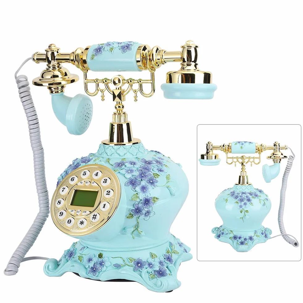 Telefon retro, styl europejski Vintage antyczny stary telefon Retro sprzęt stacjonarny do domowego biura, klasyczny telefon stacjonarny na biurko do biurek w domowym hotelu