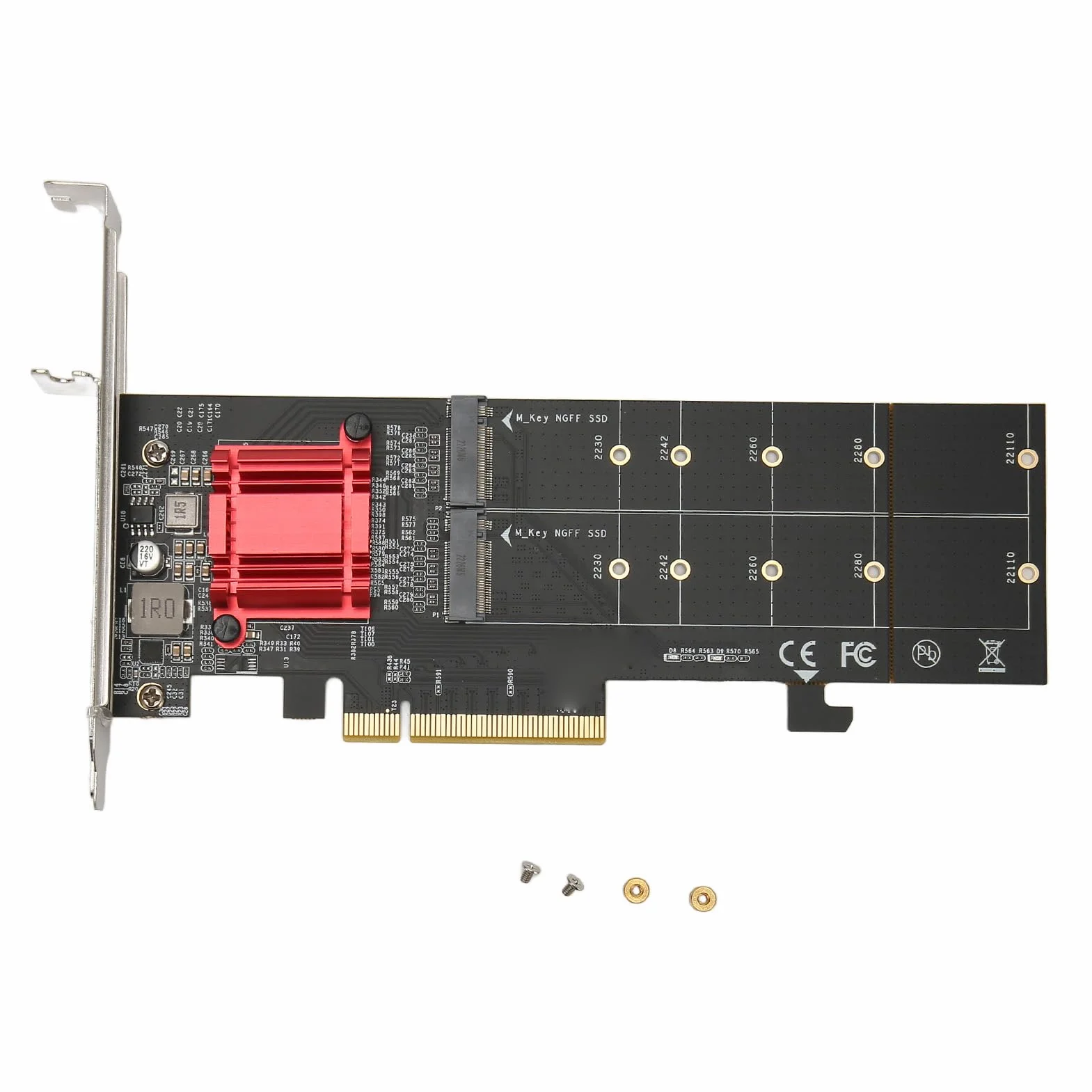 Podwójna Karta Adaptera M.2 PCIe NVMe, Karta Rozszerzająca PCIe 3.1x8 x16, Interfejs Płyty Głównej, Obsługa SSD 2230/2242/2260/2280/22110