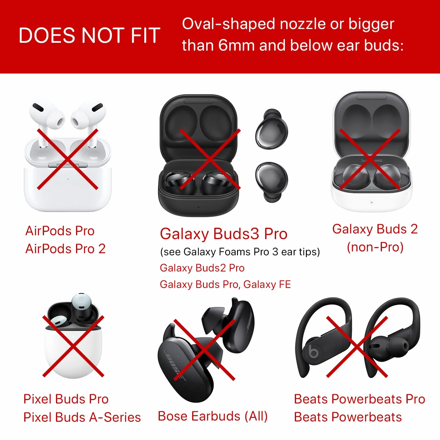 AirFoams Pro końcówki do uszu z pianki z pamięcią kształtu do Sony WF-1000XM4, Beats Fit Pro, Buds 2 Pro