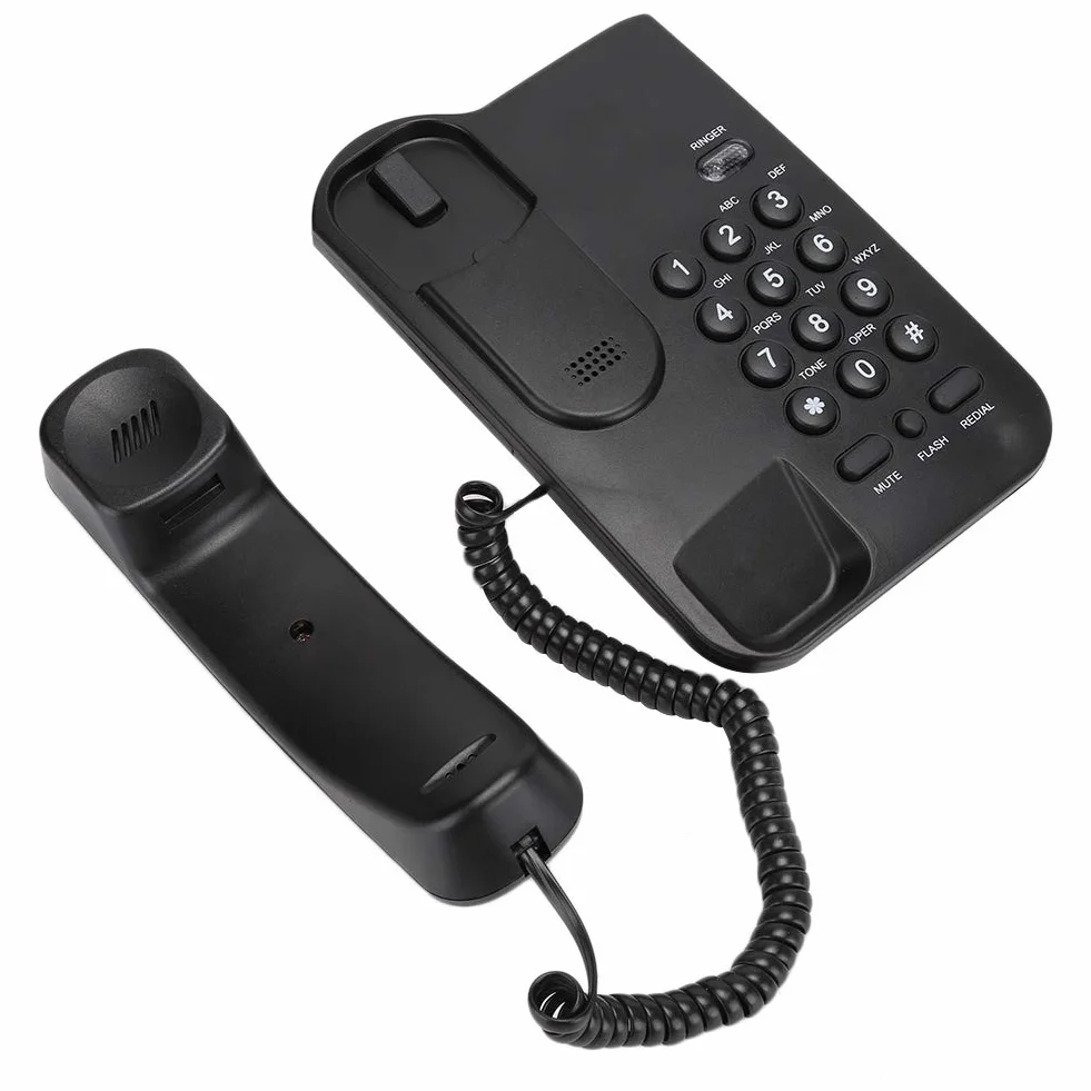 Telefon stacjonarny przewodowy, KX-T3026CID Angielski telefon stacjonarny do domowego biura w hotelu (czarny)